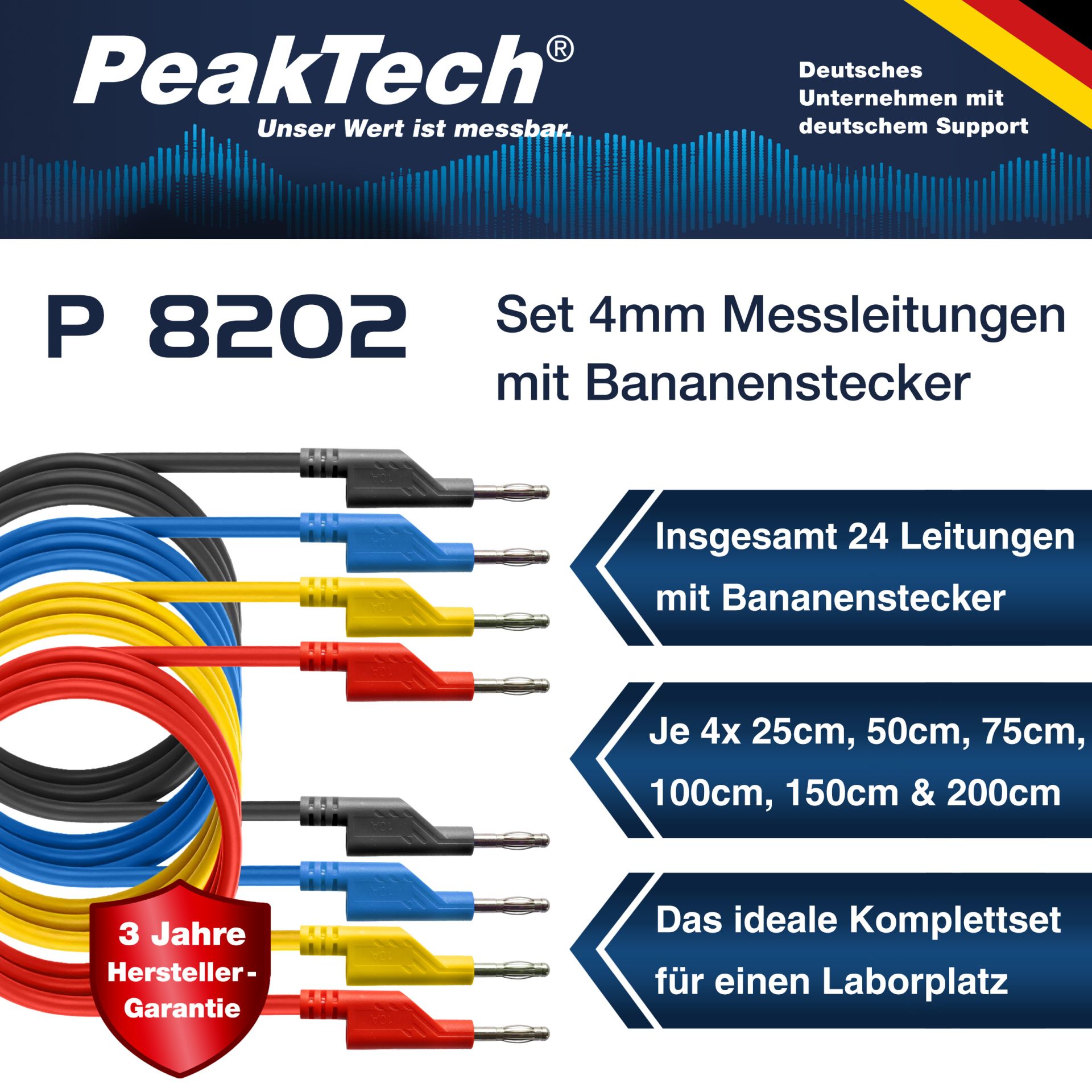 PEAKTECH Messzubehör-Set, P 8202, 4 mm Bananenstecker