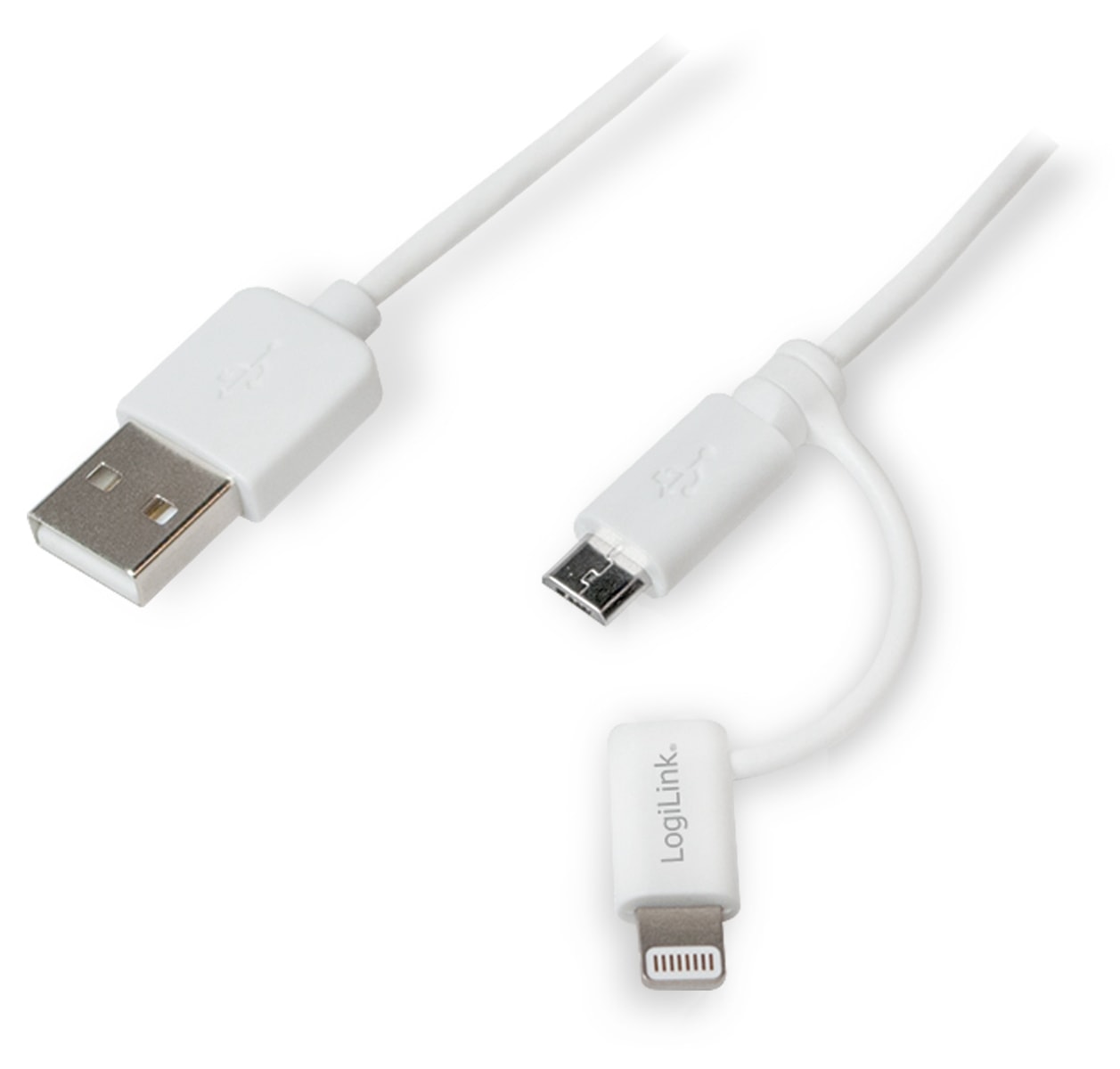 LOGILINK USB-Daten/Ladekabel mit Micro USB und Lightning Anschluss, 1 m,