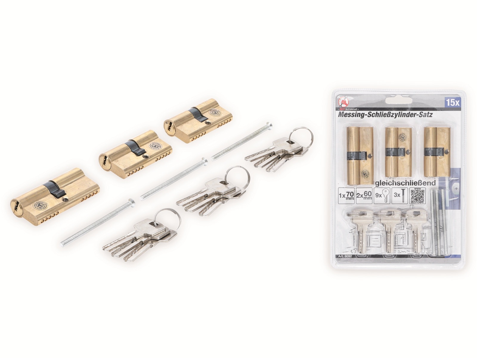 BGS TECHNIC DIY Messing-Schließzylinder-Satz, gleichschließend, 15-tlg. BGS TECHNIC DIY Messing-Schließzylinder-Satz, gleichschließend, 15-tlg.