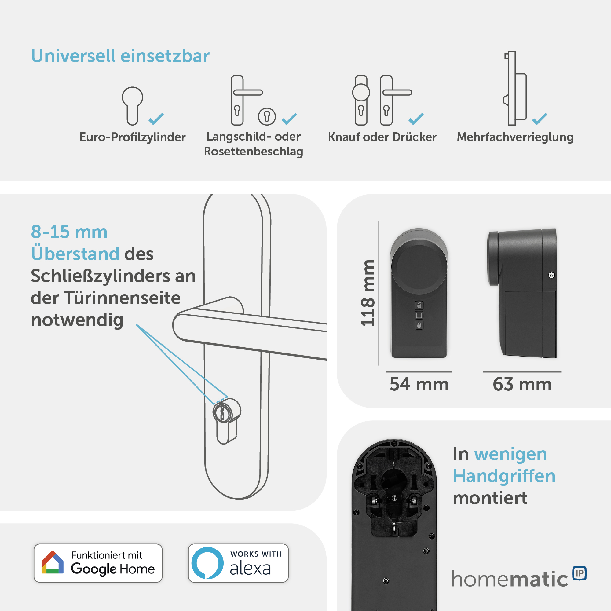 HOMEMATIC IP Türschlossantrieb 160555A0, anthrazit