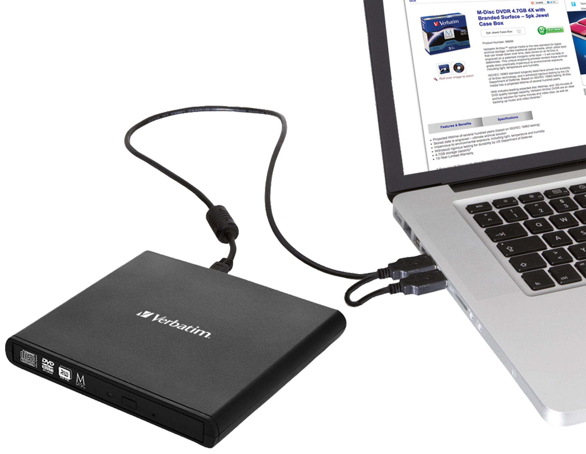 VERBATIM DVD-Brenner 98938, MDISC, Slimline, schwarz