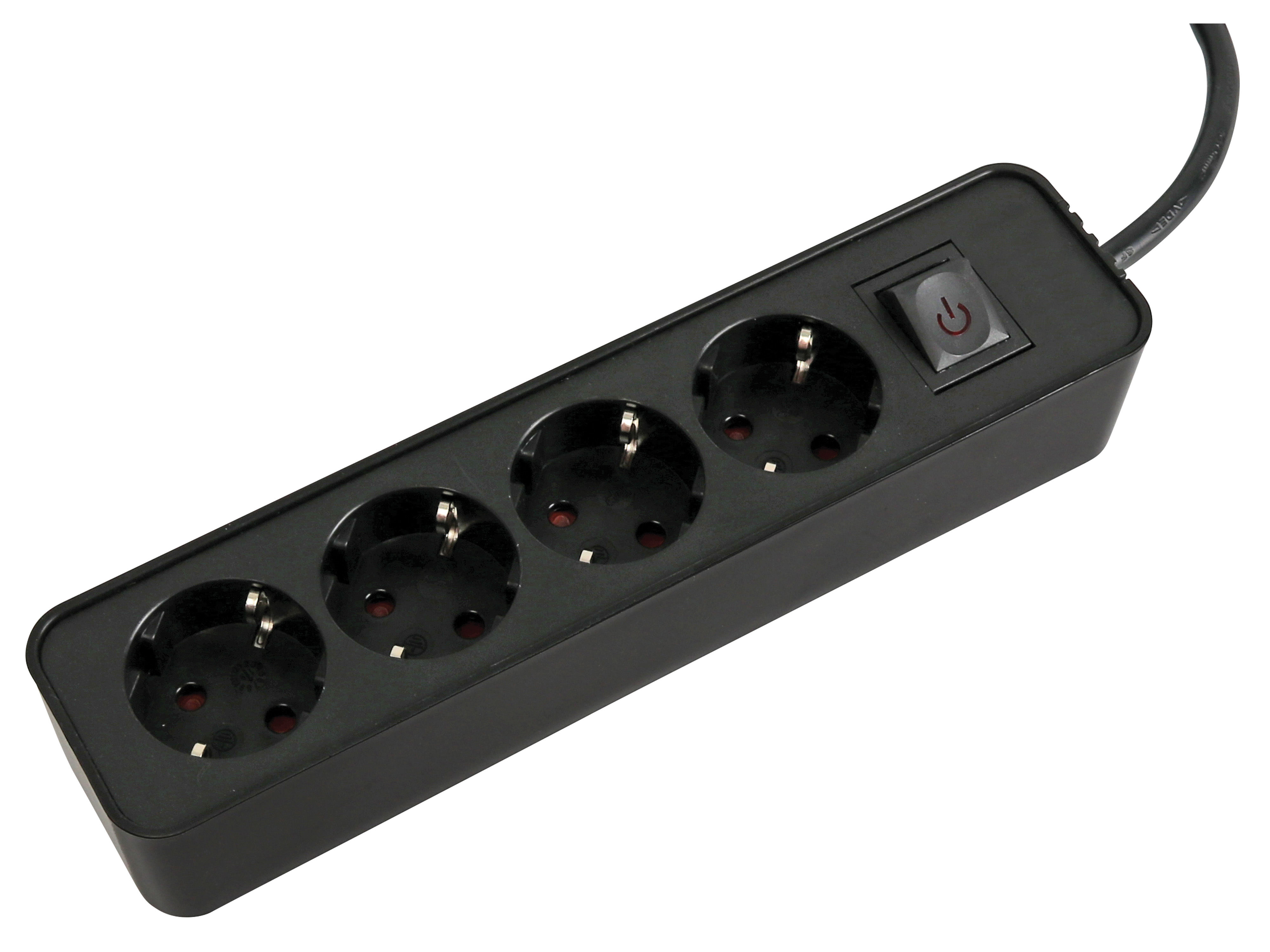 Steckdosenleiste 98745sw, 4-fach, mit Flachstecker Steckdosenleiste 98745sw, 4-fach, mit Flachstecker