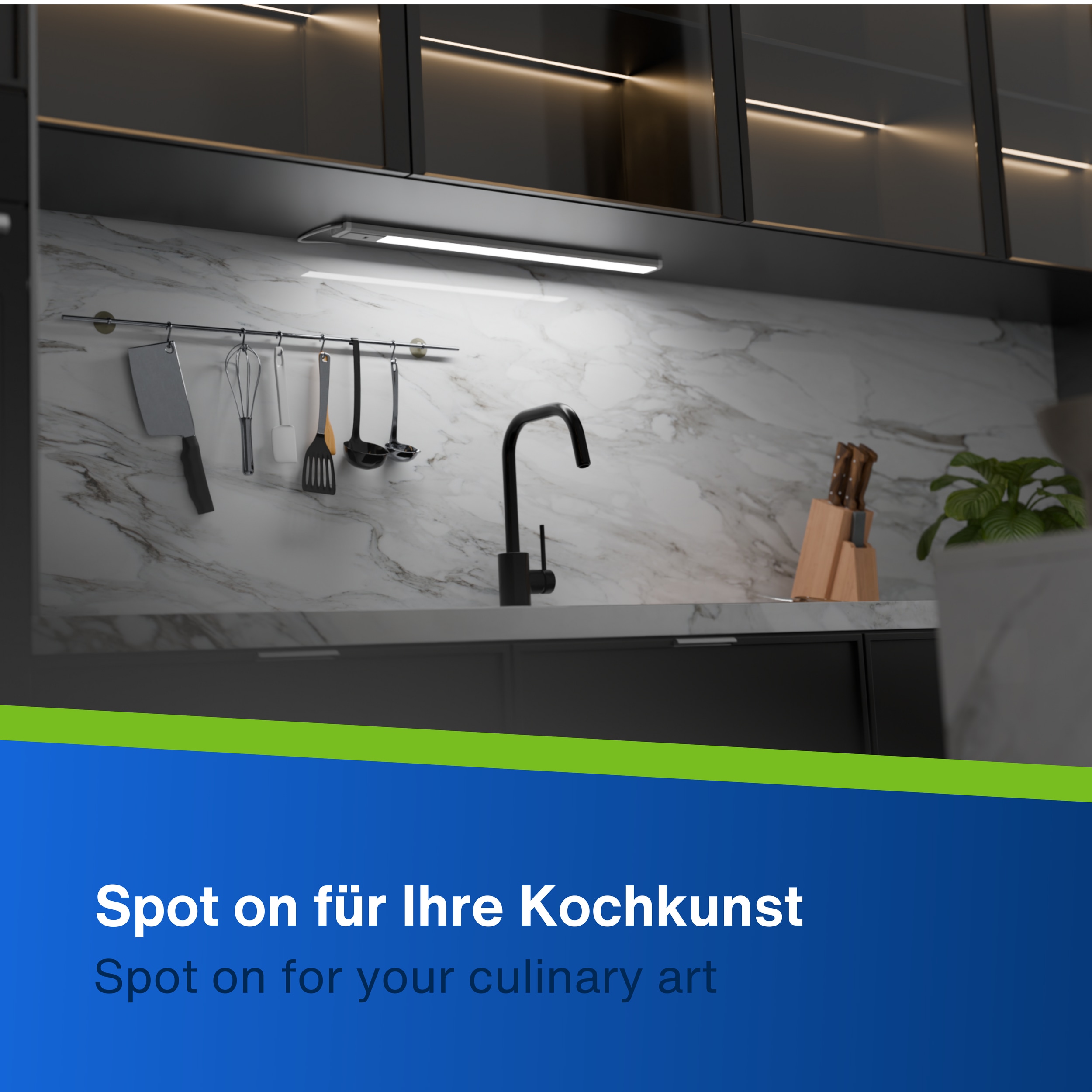 REV LED-Unterbauleuchte Alu, 10W, 3000K, 800lm, warmweiß, IP20, 60 cm