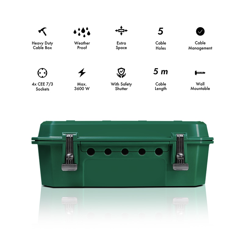 LOGILINK Kabelschutzbox LPS284, 4-fach, Steckerleiste, IP54, grün