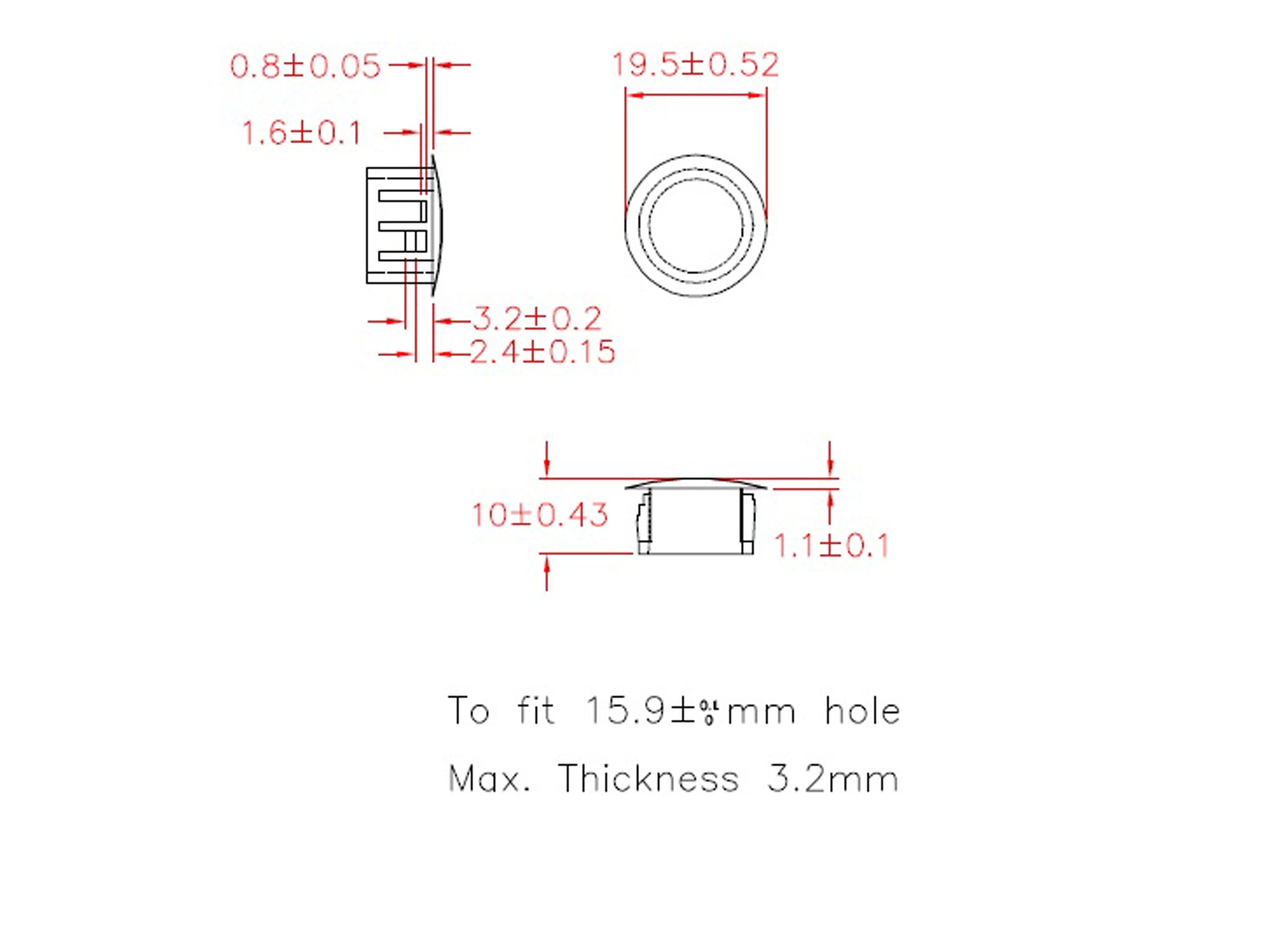 KSS Lochabdeckung Polyamid 6.6, schwarz, für Loch 15,9, Abdeckung-Ø 19,5, 1 Stück