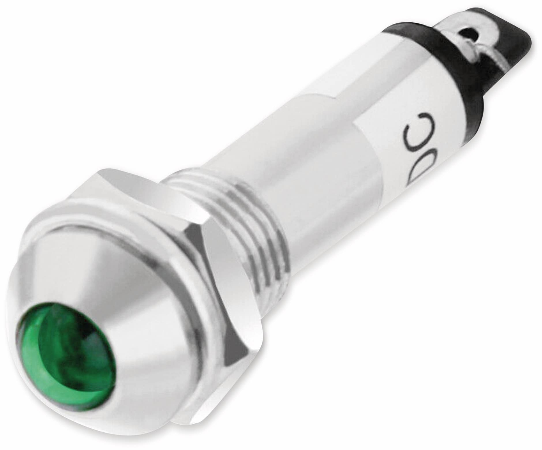 LED-Kontrollleuchte, Signalleuchte 24 V, Grün, Ø 8mm, Zink, Tiefe 33 mm 