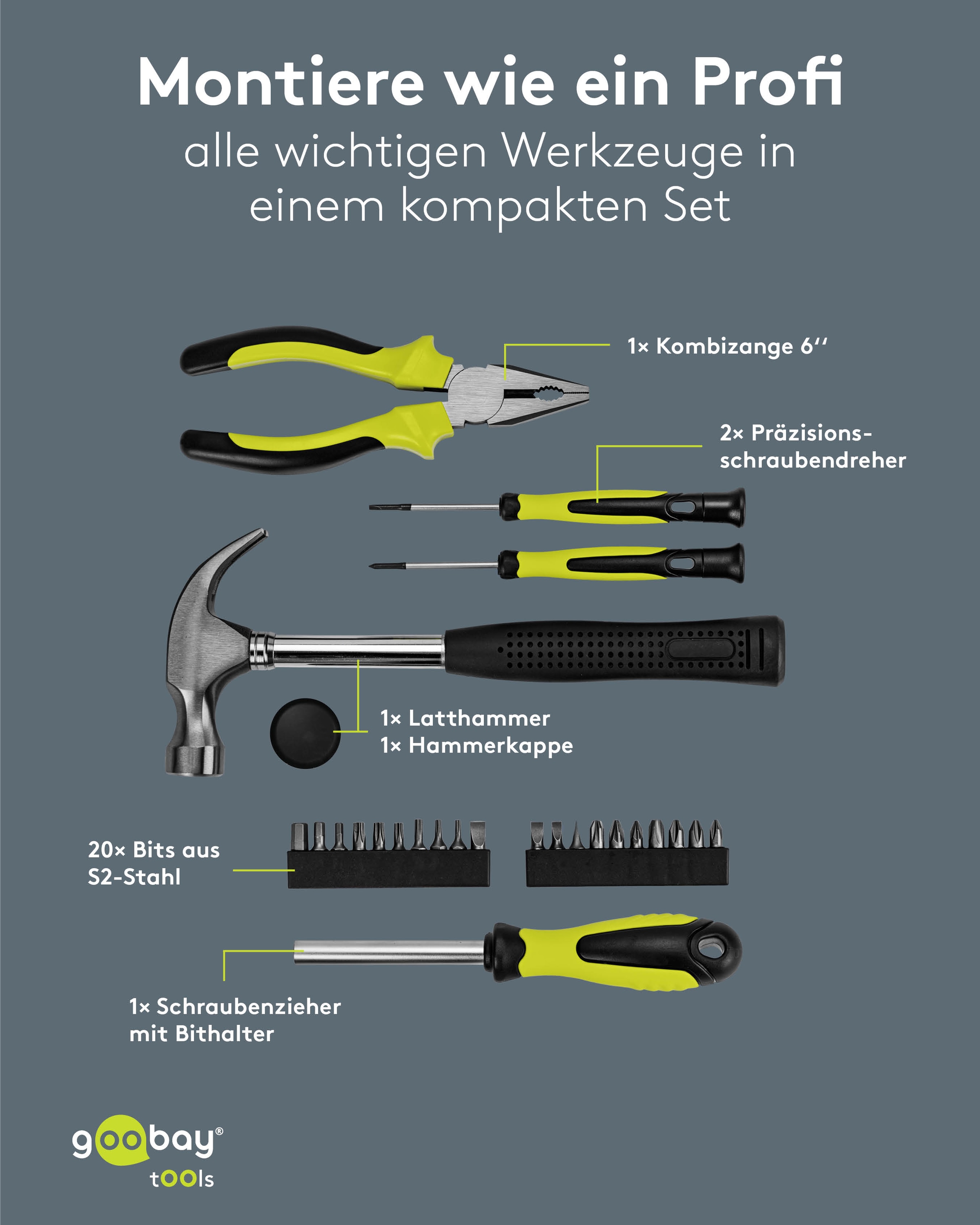 GOOBAY TOOLS Werkzeug-Set Starter, 77845, 26-teilig