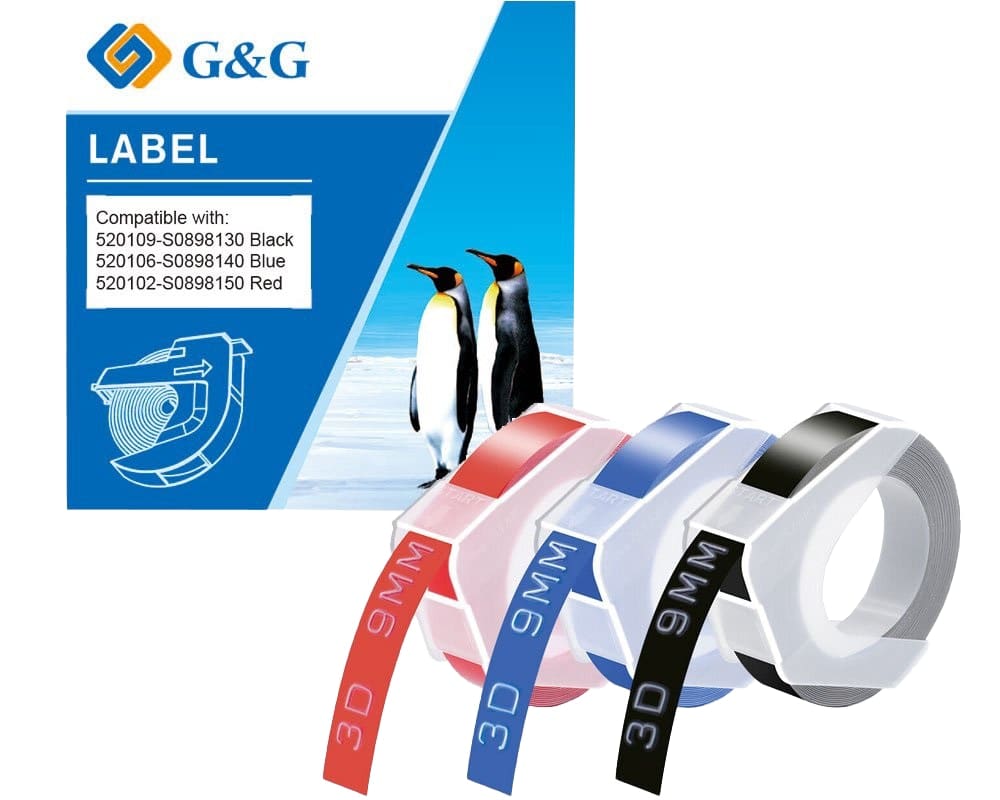 G&G Prägeband-Set 3D farbig 3er Pack je 9mm x 3m