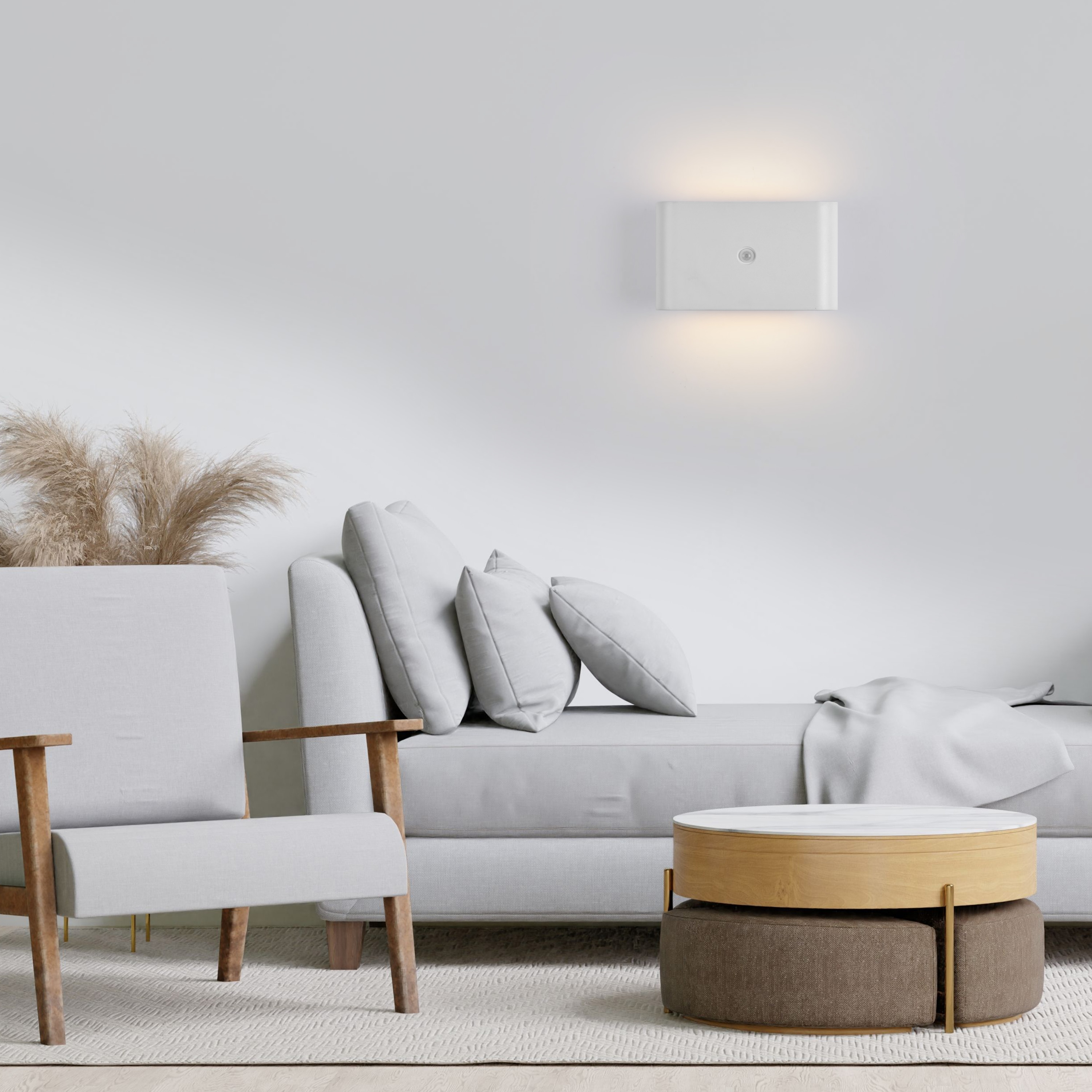 JUST LIGHT LED-Akku-Wandleuchte 19475-16, 3W, 3000K, 300lm, warmweiß, IP44, weiß