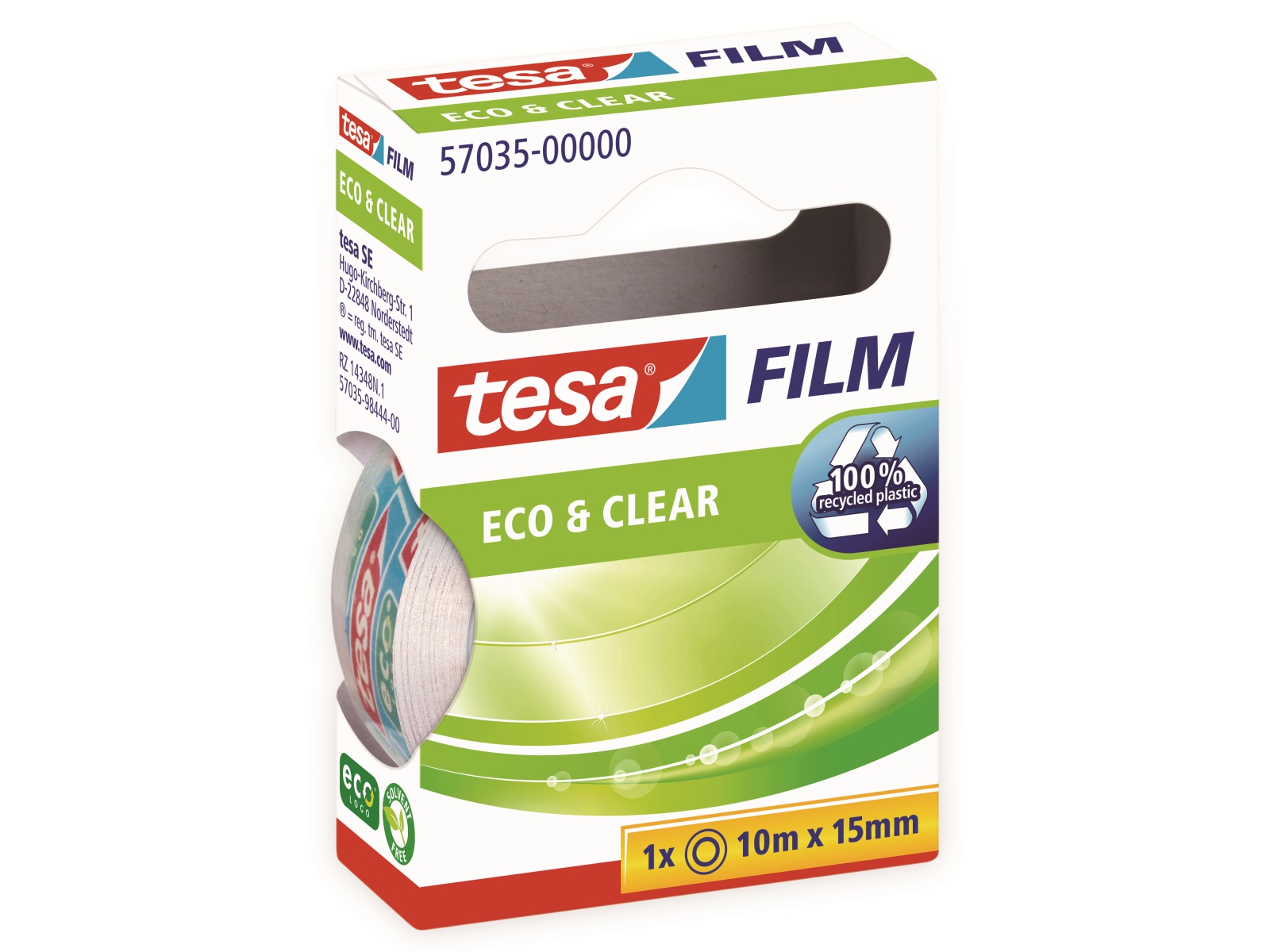 TESA film® eco&clear, 1 Rolle, 10m:15mm, 57035-00000-01