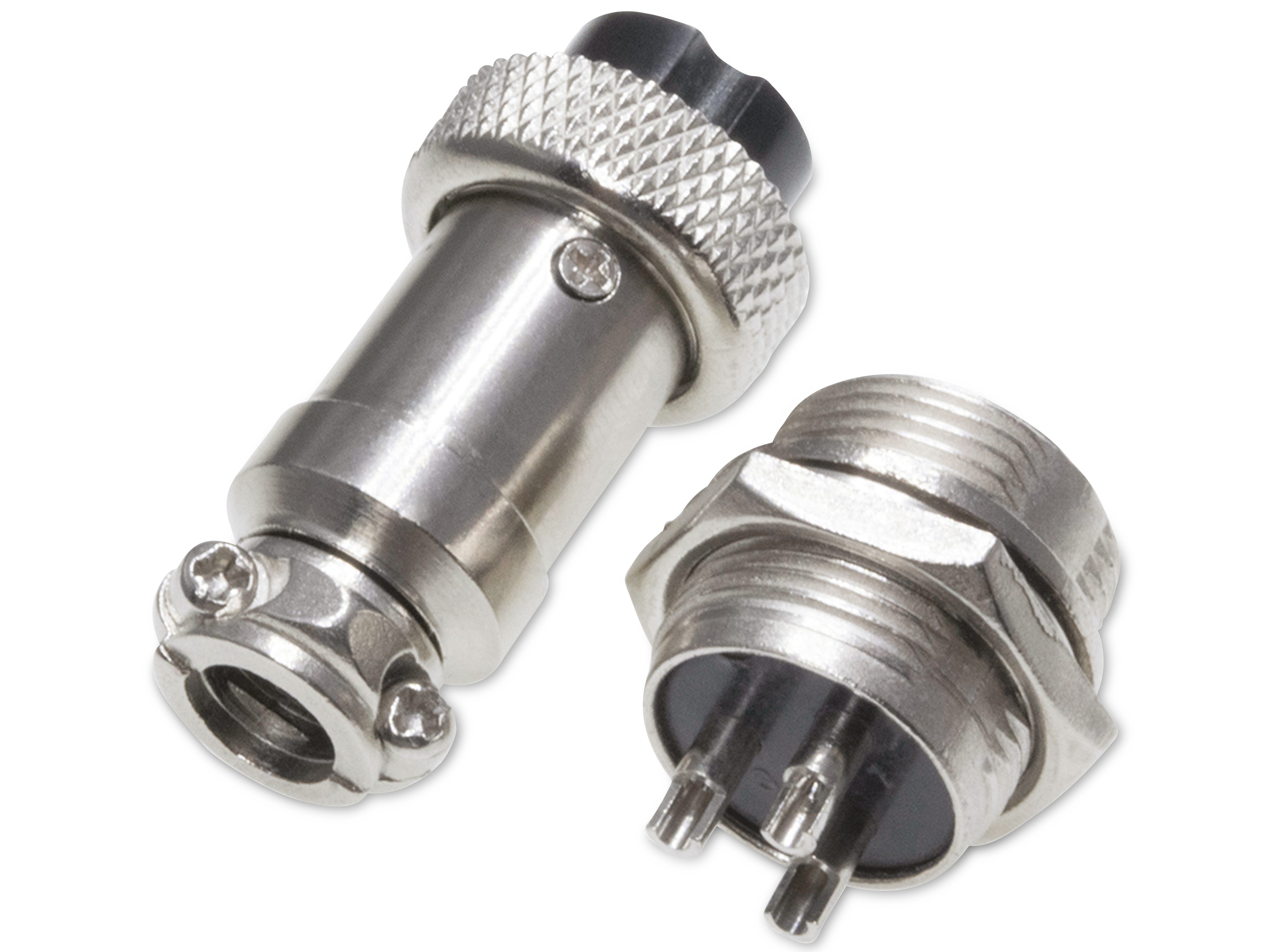 Rundsteckverbinder, 3-polig, 250V, 7A, Lötanschluss, IP55, wire to panel, 1 Stecker + 1 Buchse