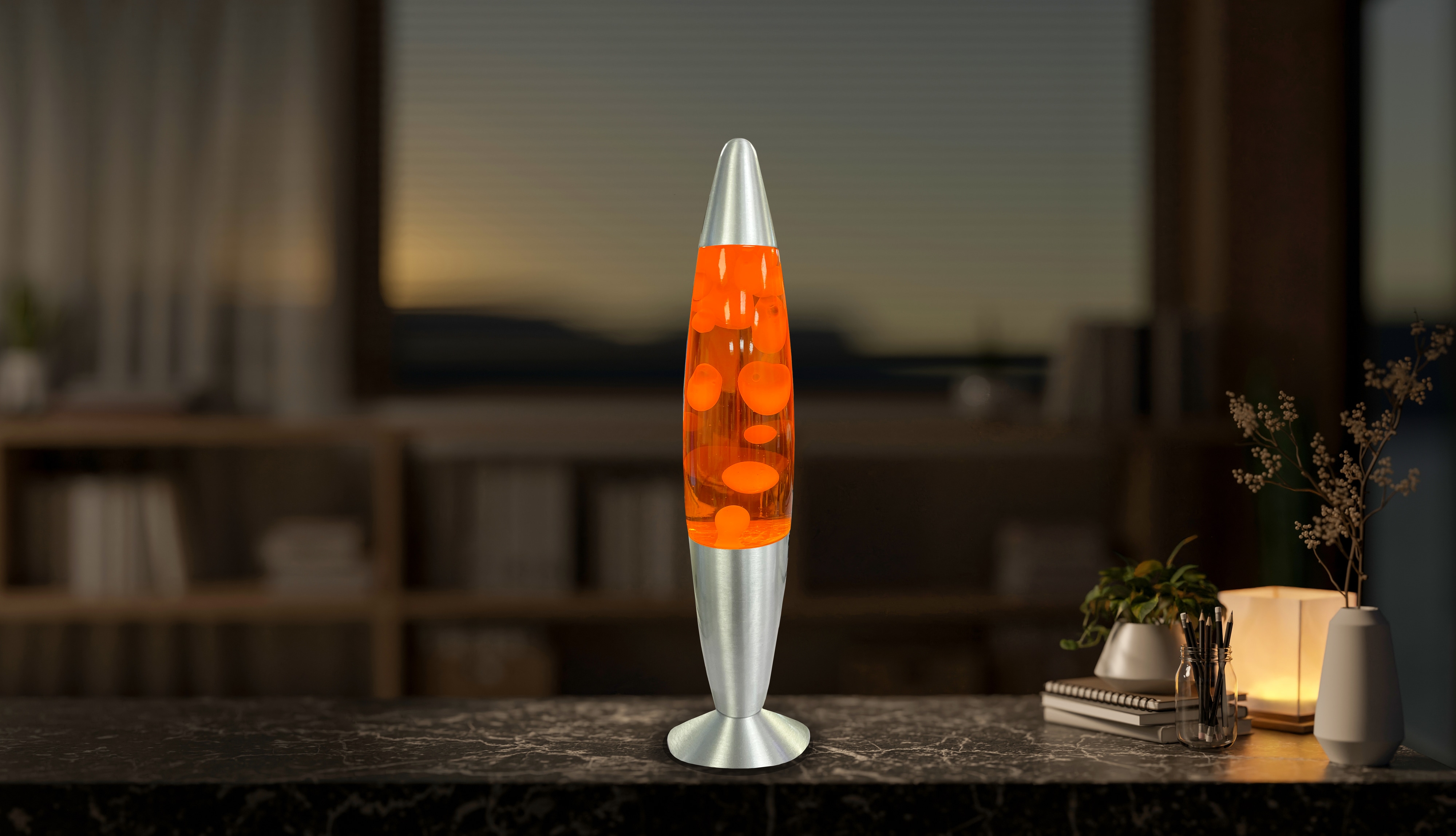 BLULAXA LED-Lava-Tischleuchte, 49985, 25W, 40 cm, weiß/orange