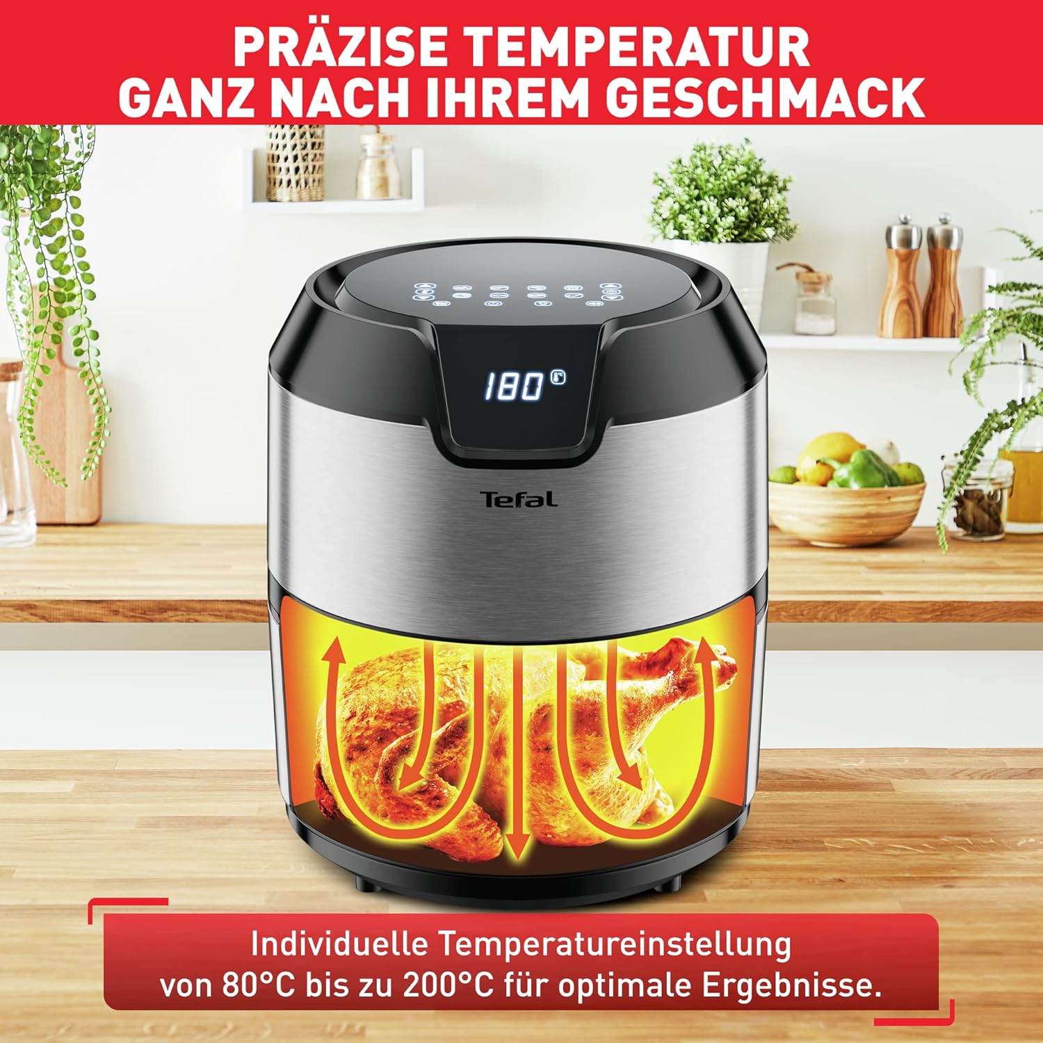 TEFAL Heißluftfritteuse Easy Fry Deluxe XL, 4,2 L, 8 Programme, EY401D, 1500W