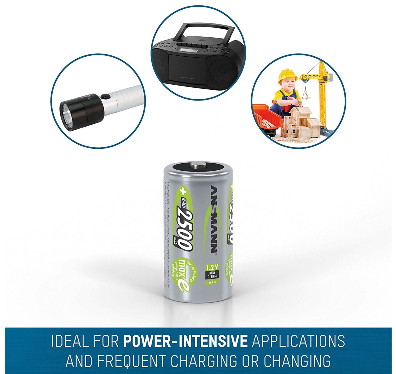ANSMANN NiMH-Baby-Akku maxE, 2500 mAh, 2 Stück
