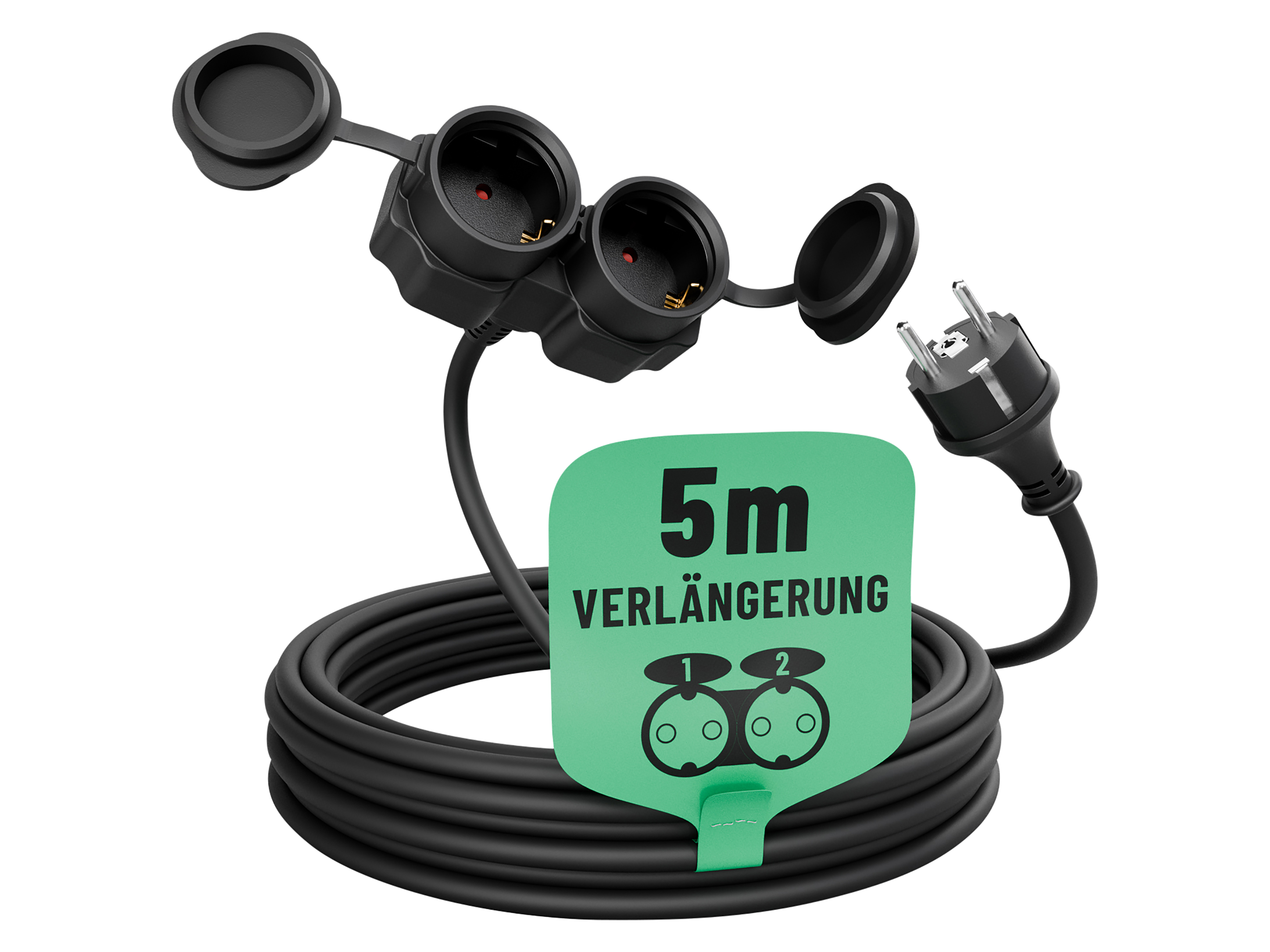 ABSINA Verlängerungskabel 151230, 2-Fach, 5 m