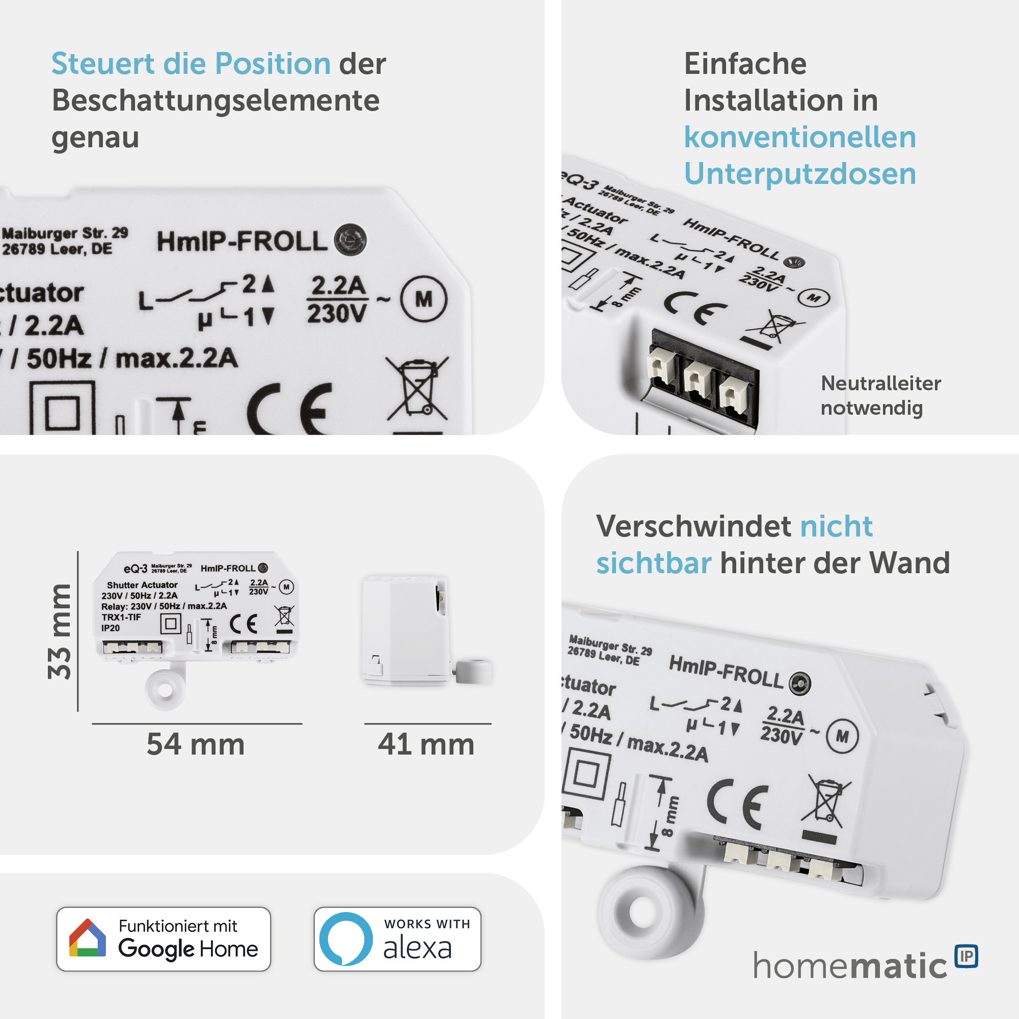HOMEMATIC IP Smart Home 151347A0, Rollladenaktor, Unterputz