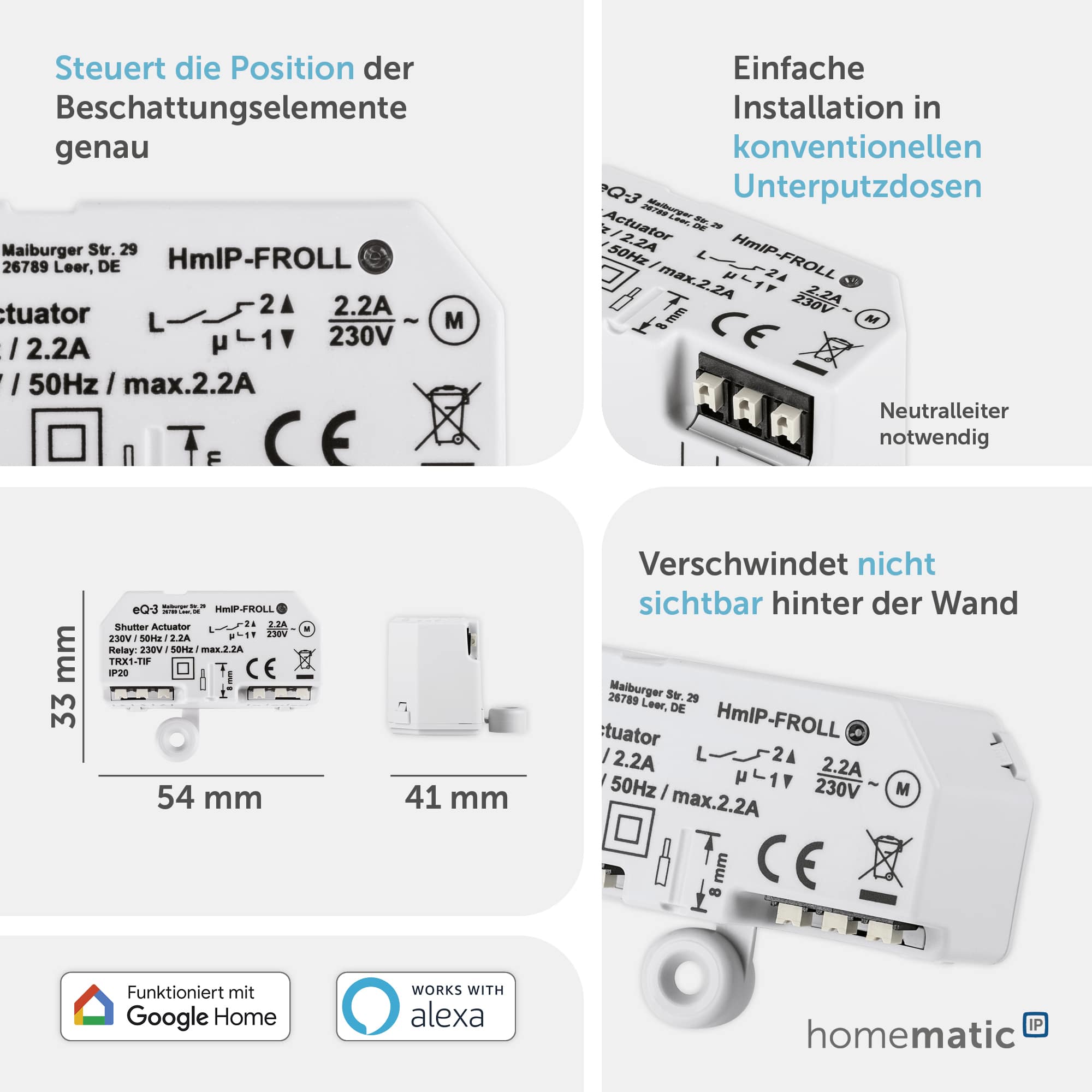 HOMEMATIC IP Smart Home 151347A0, Rollladenaktor, Unterputz