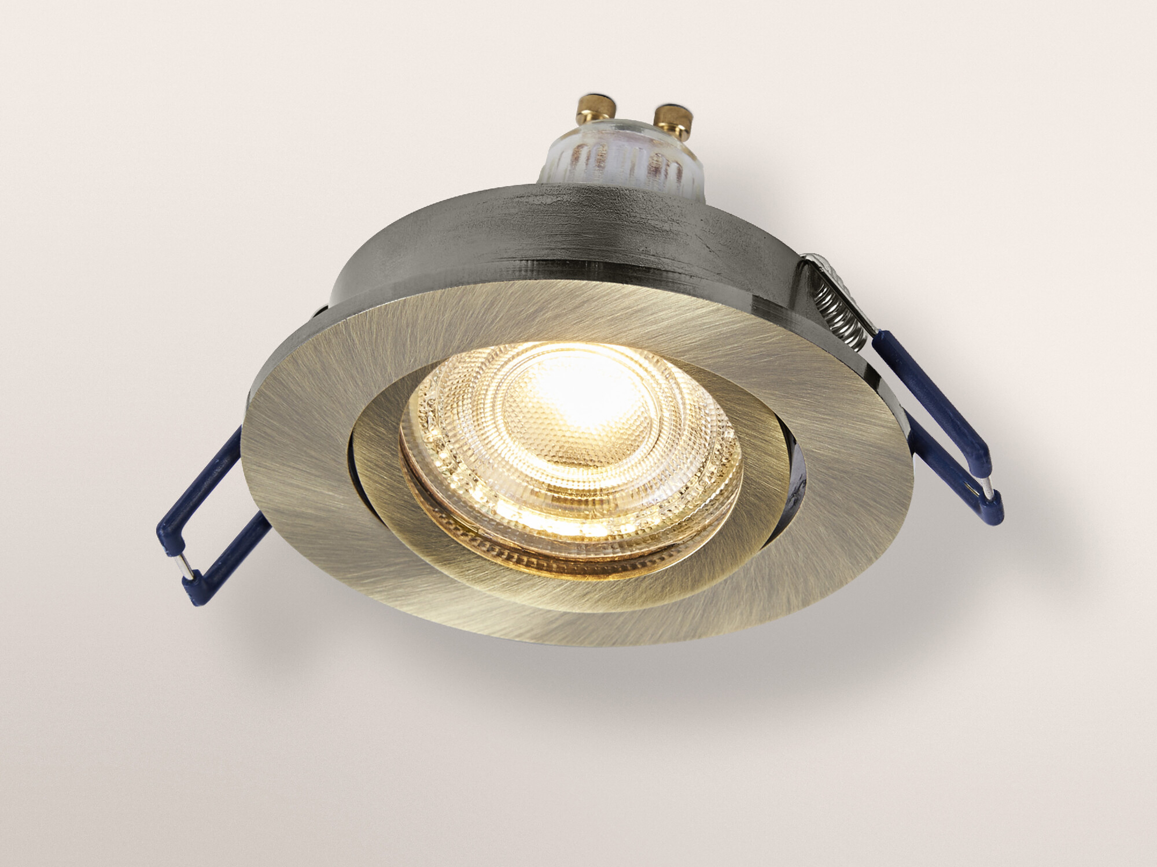 OSRAM LED-Einbauleuchte, GU10, 4,5W, 2700K, 400lm, warmweiß, IP20, Grün-Messing, 3er Set