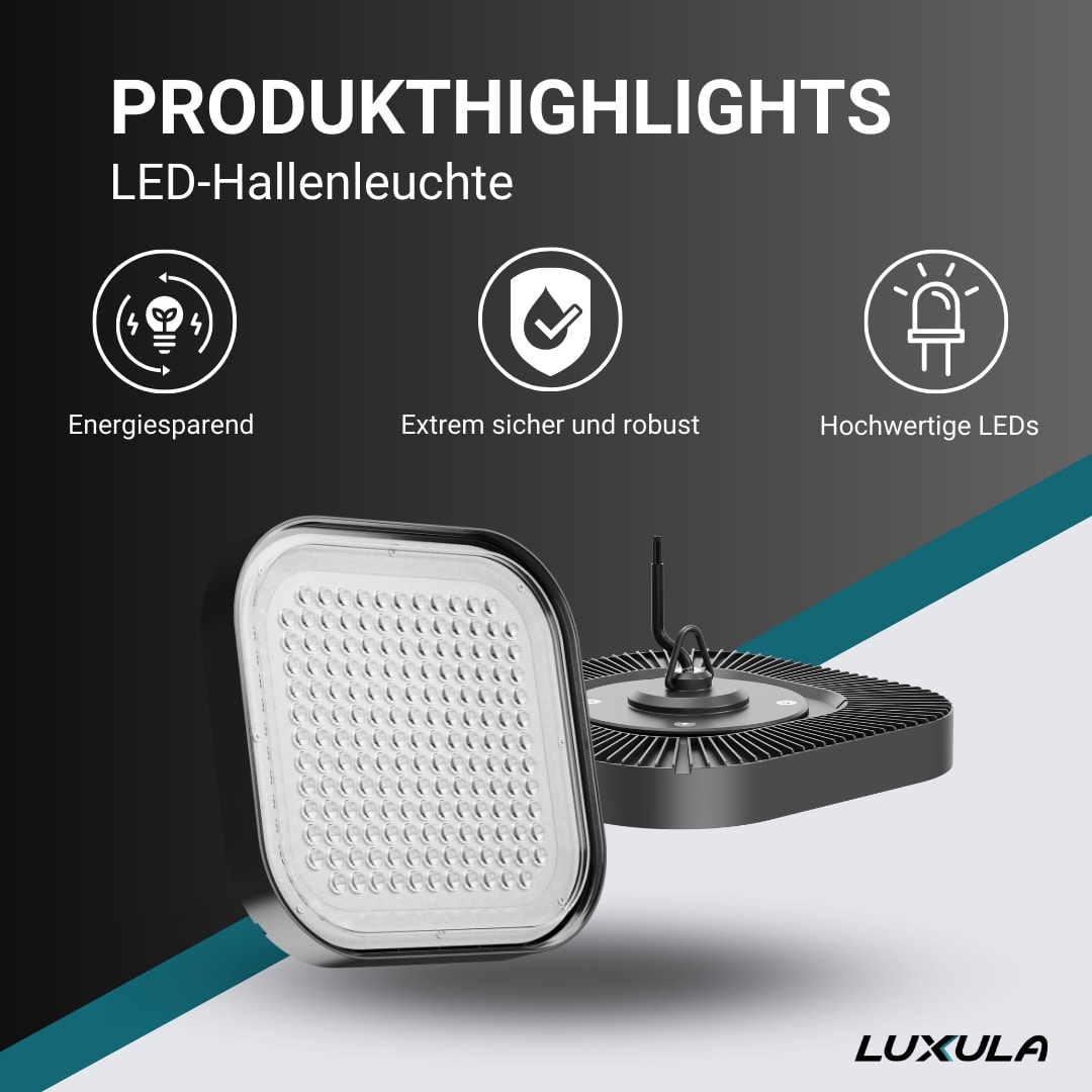 LUXULA LED-HighBay-Leuchte, EEK: E, 200 W, 24000 lm, 5000 K, schwarz LUXULA LED-HighBay-Leuchte, EEK: E, 200 W, 24000 lm, 5000 K, schwarz