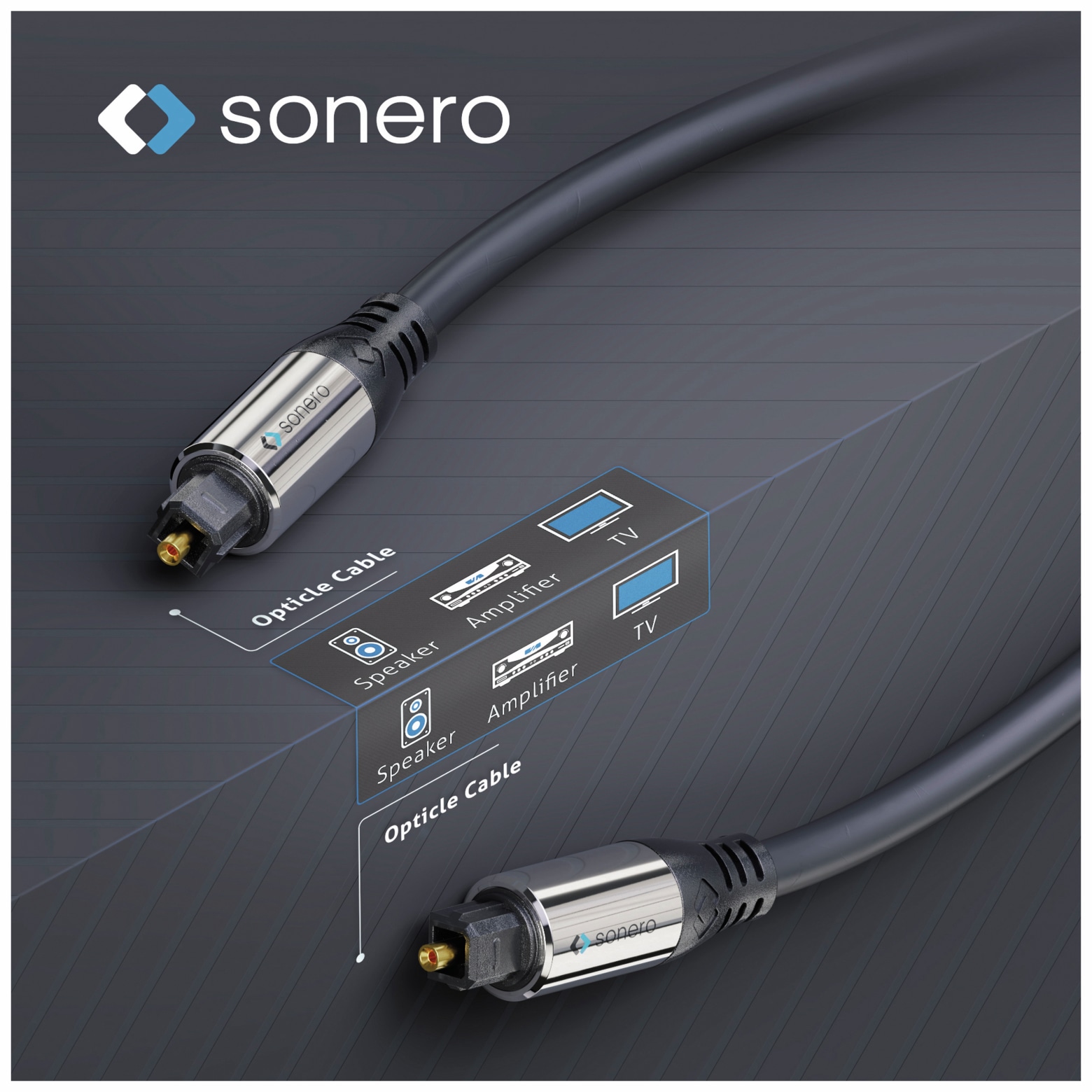 SONERO Lichtleiter-Kabel, 7,5 m, schwarz