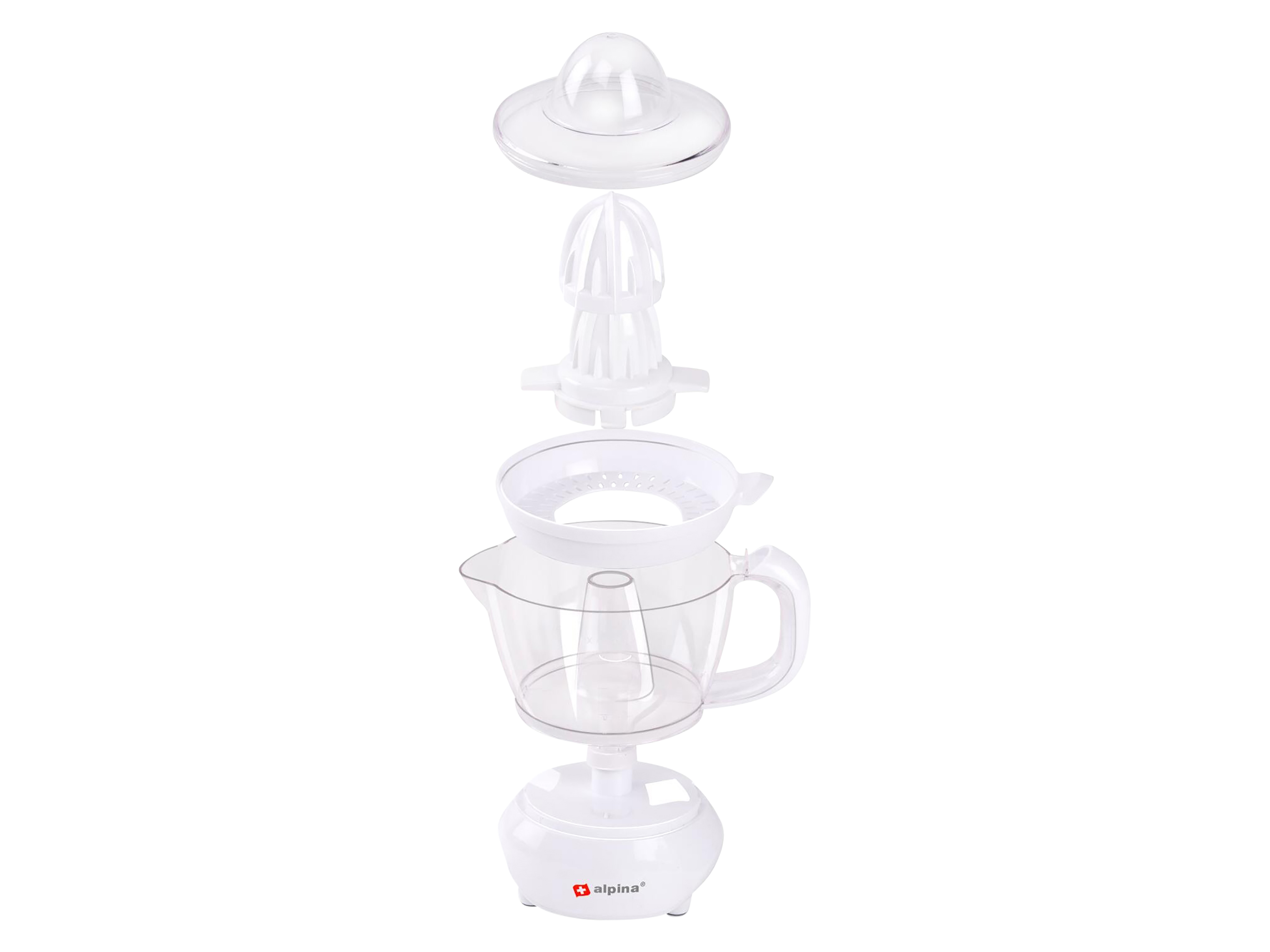 ALPINA Saftpresse, 0,7 Liter, Ziruspresse, 2 Presskegel, 25 W, weiß ALPINA Saftpresse, 0,7 Liter, Ziruspresse, 2 Presskegel, 25 W, weiß