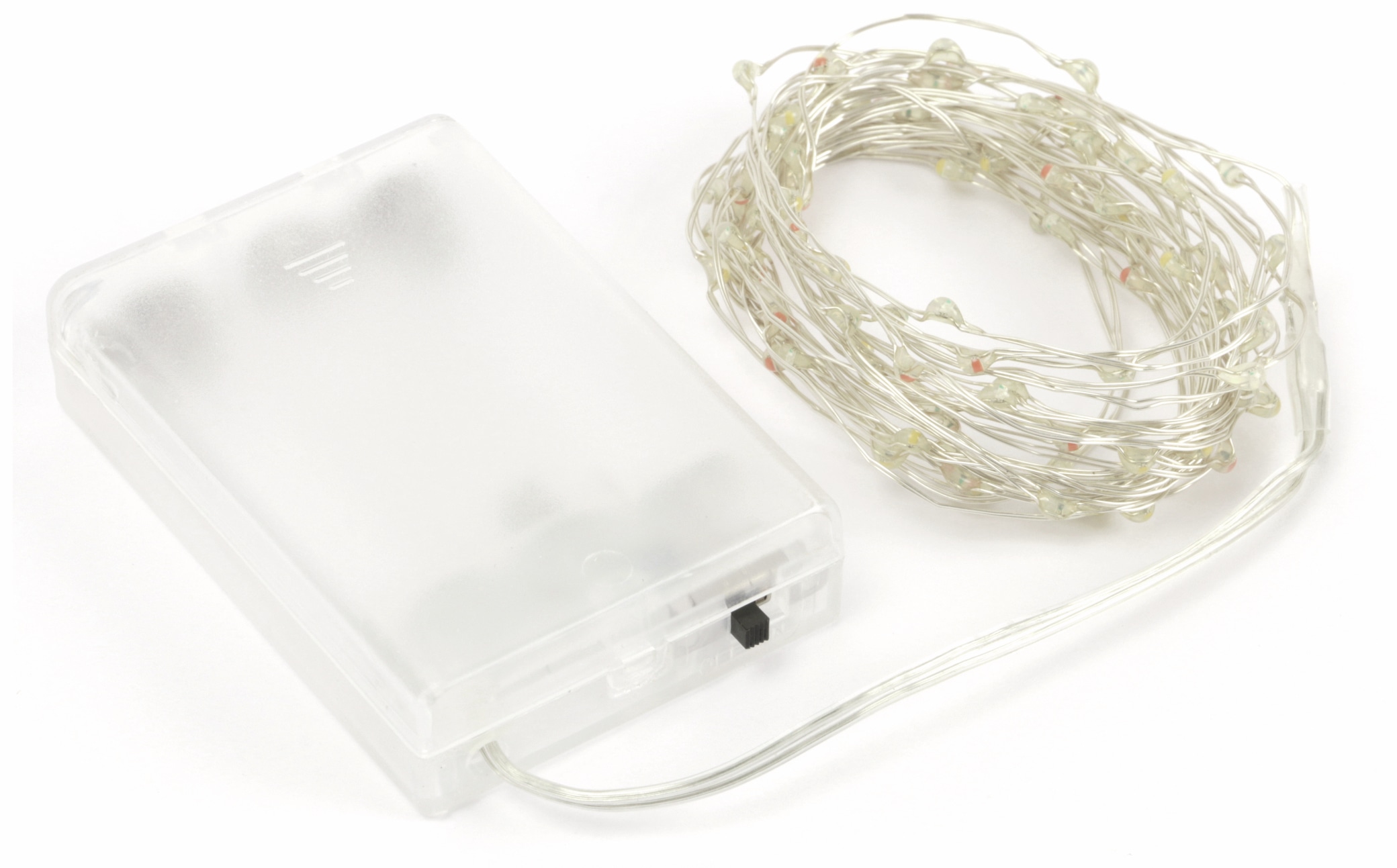 LED-Lichterkette, Silberdraht, 40 LEDs, warmweiß, Batteriebetrieb, Timer