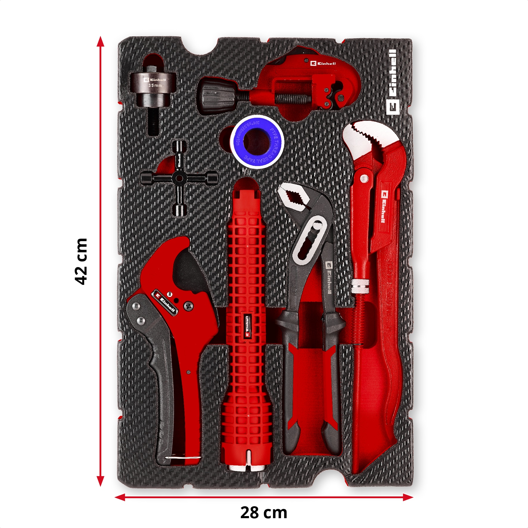 EINHELL E-Case-Einleger Sanitärinstallation Klempner-Set, 370527, 8-teilig