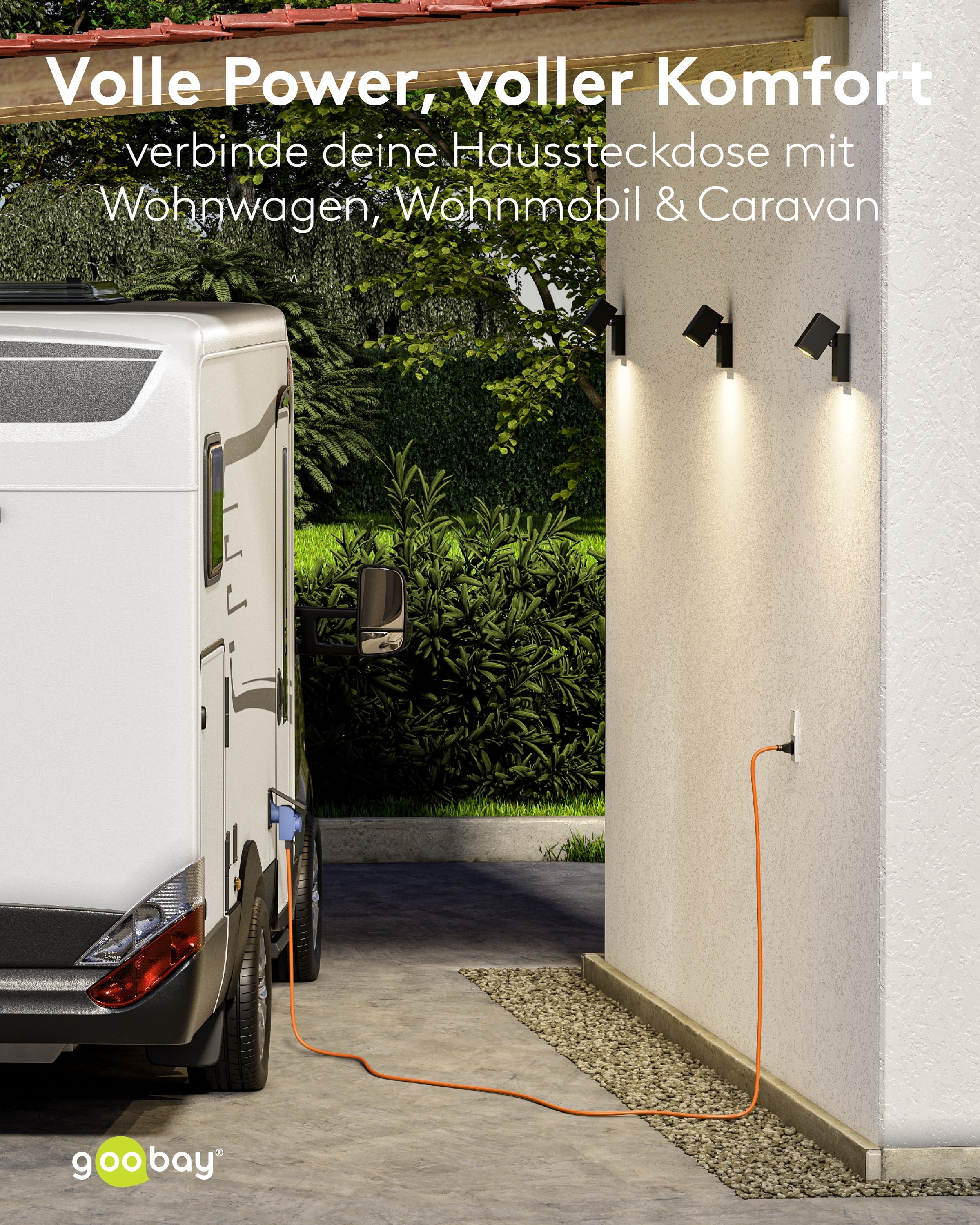 GOOBAY CEE-Adapterkabel 76222, 1,5 m, Schutzkontakt Stecker zu CEE-+ SK.-Kupplung