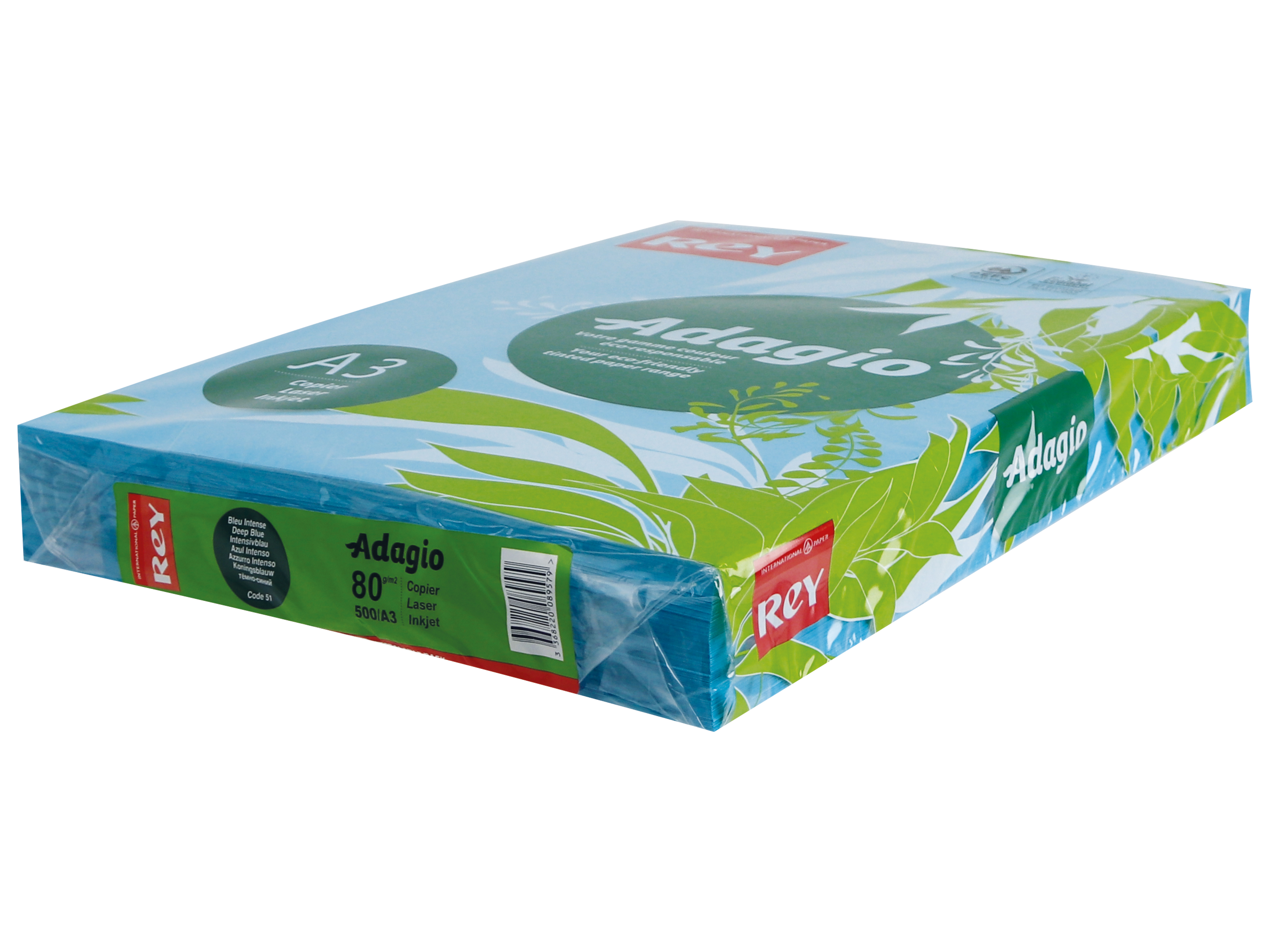 Kopierpapier REY/ADAGIO A3 80 g/m², 500 Blatt, Intensivblau Kopierpapier REY/ADAGIO A3 80 g/m², 500 Blatt, Intensivblau