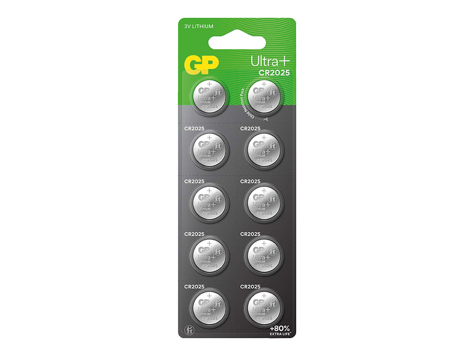 GP Lithium-Knopfzelle CR2025, 3V, 10 Stück