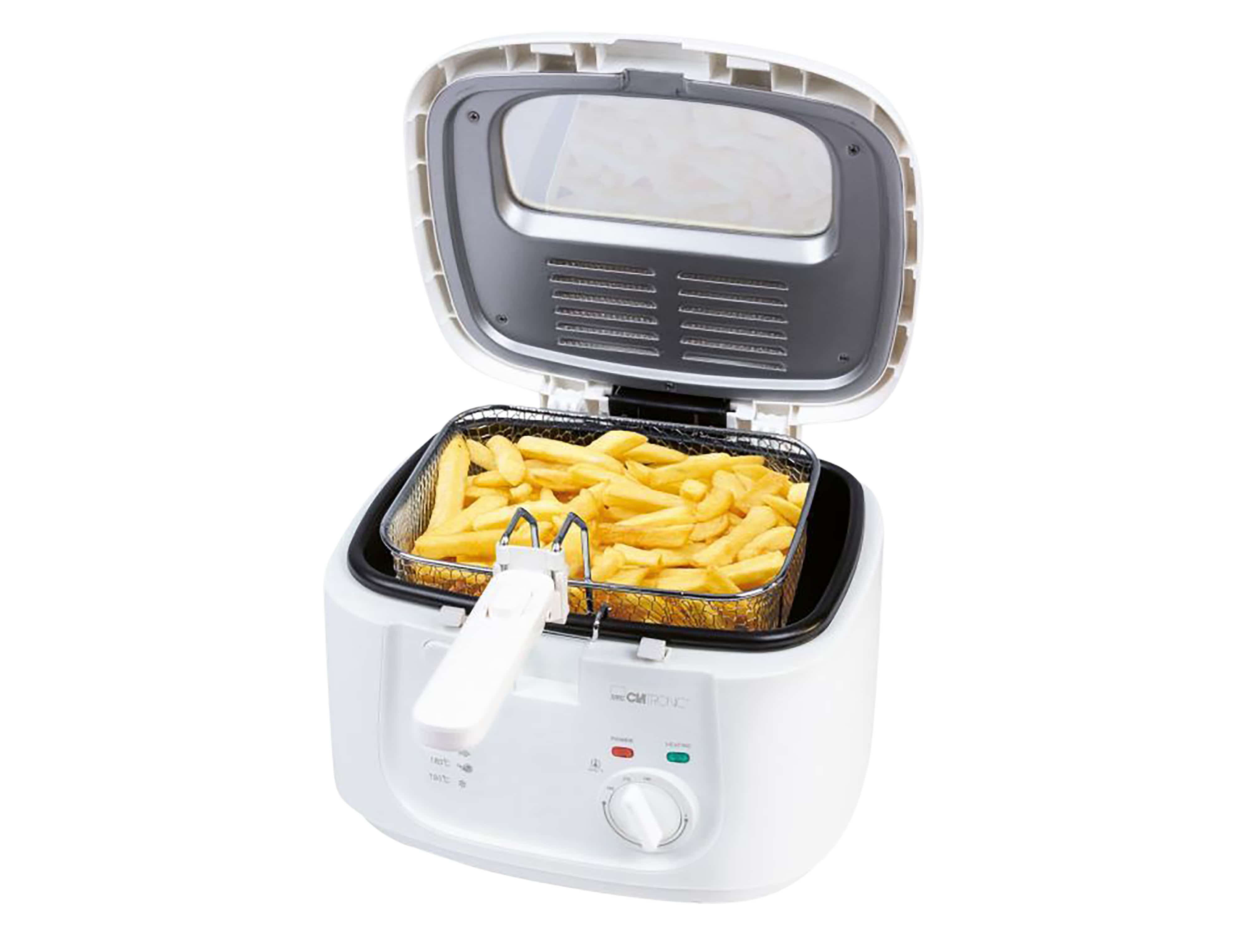 CLATRONIC Fritteuse 2,5L (Öl) FR 3771, antihaftbeschichtet, Cool Toch, 1800W, weiß