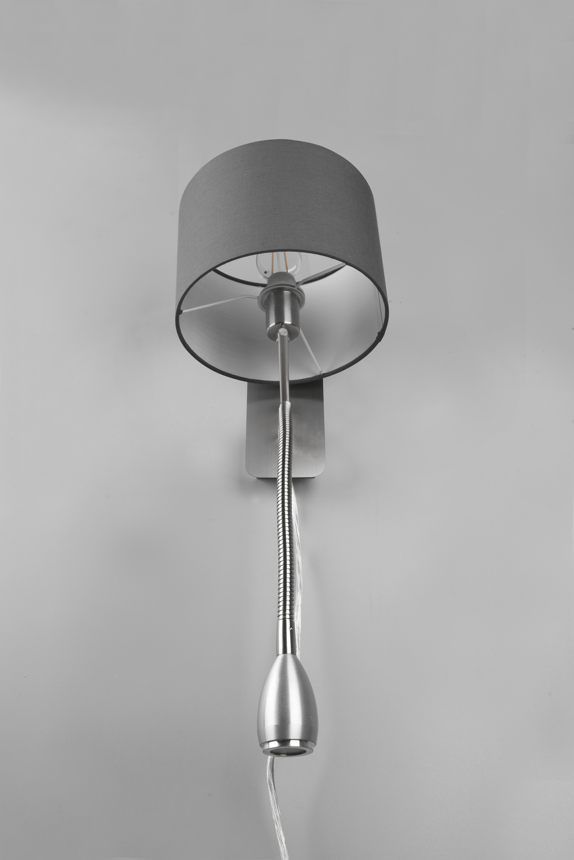 TRIO Wandleuchte Hotel 271170211 Nickel matt, Schirm grau, 1 x 3,1W LED, 310 lm, 3000K, 1 x E14