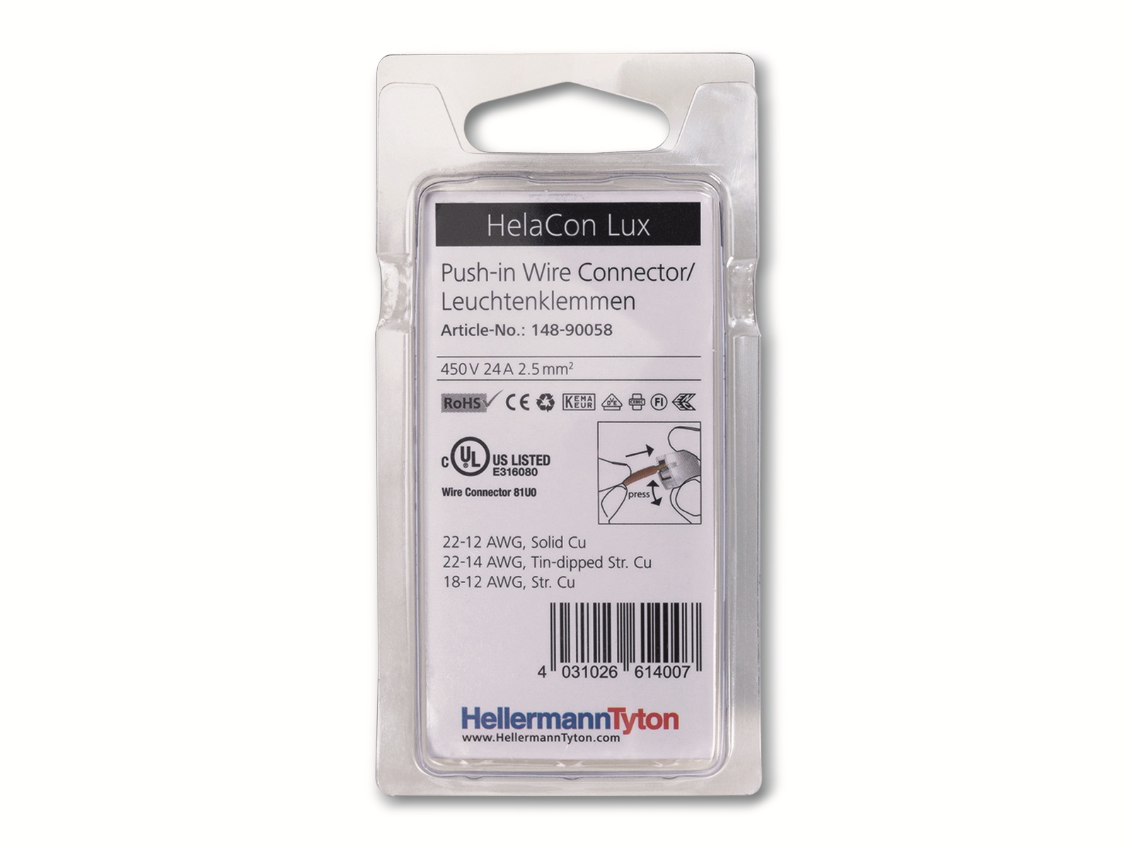 HELLERMANNTYTON Verbindungsklemme, 148-90054, HCPM-2-Blister, gelb,20 Stück