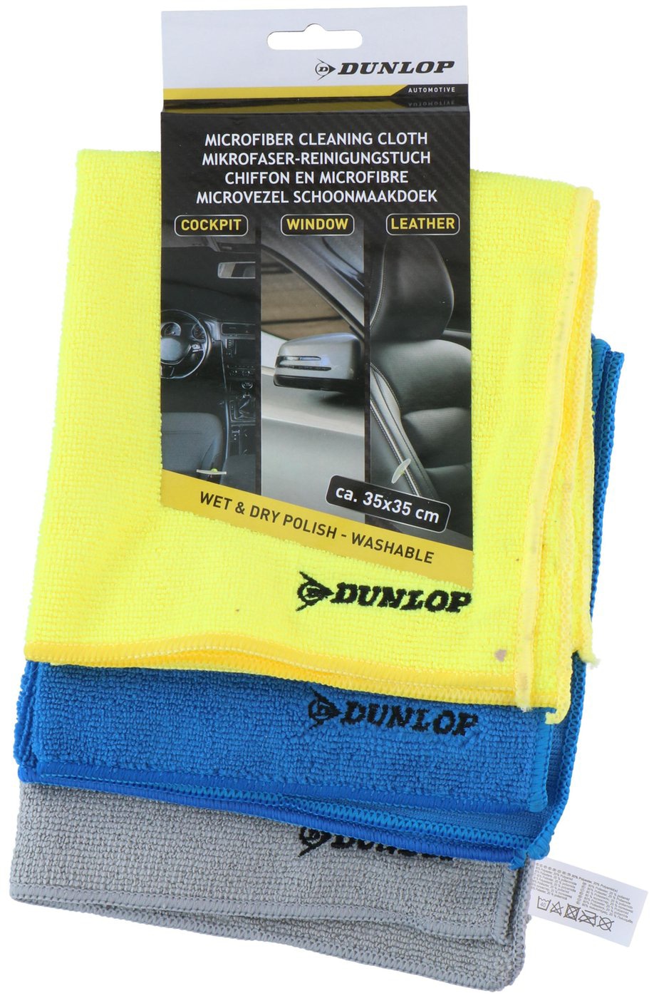 DUNLOP Mikrofasertuch, 35x35 cm, Gelb, Blau, Grau DUNLOP Mikrofasertuch, 35x35 cm, Gelb, Blau, Grau