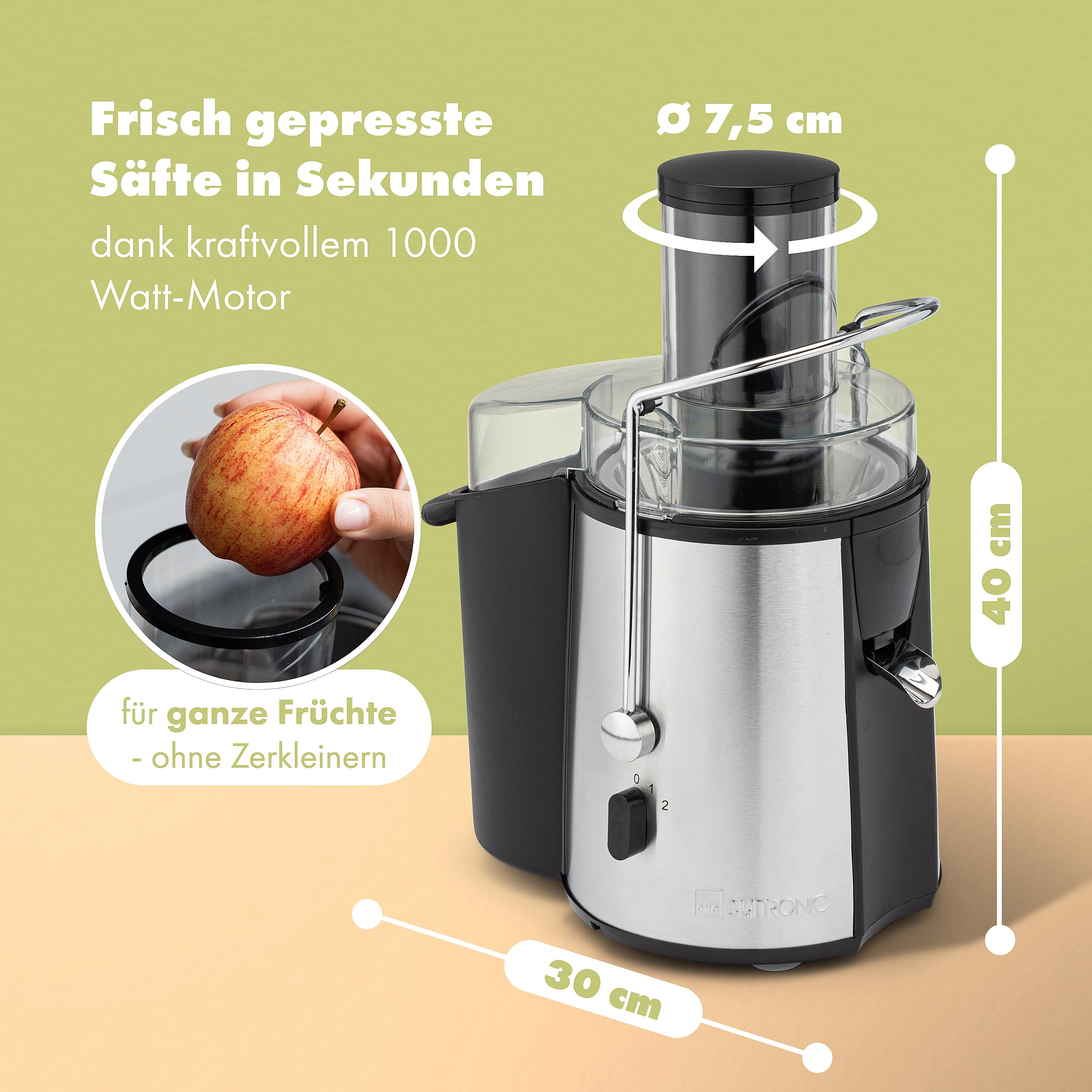 CLATRONIC Entsafter AE 3532, direkter Saftauslauf, schwarz-inox, 1000 W