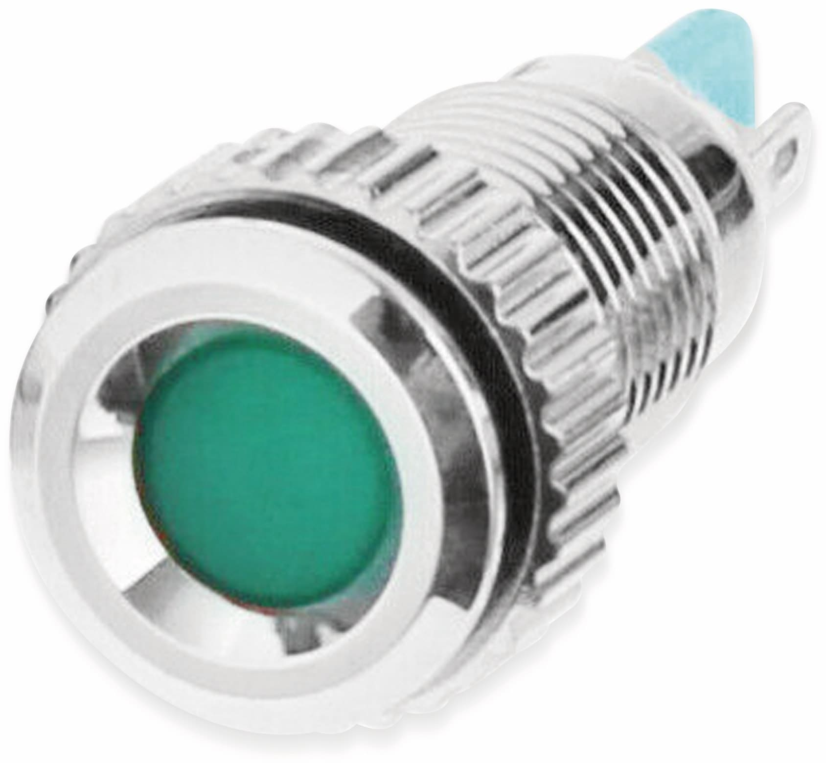 LED-Kontrollleuchte, Signalleuchte 12 V, Grün, Ø8 mm, Messing, Tiefe 23 mm
