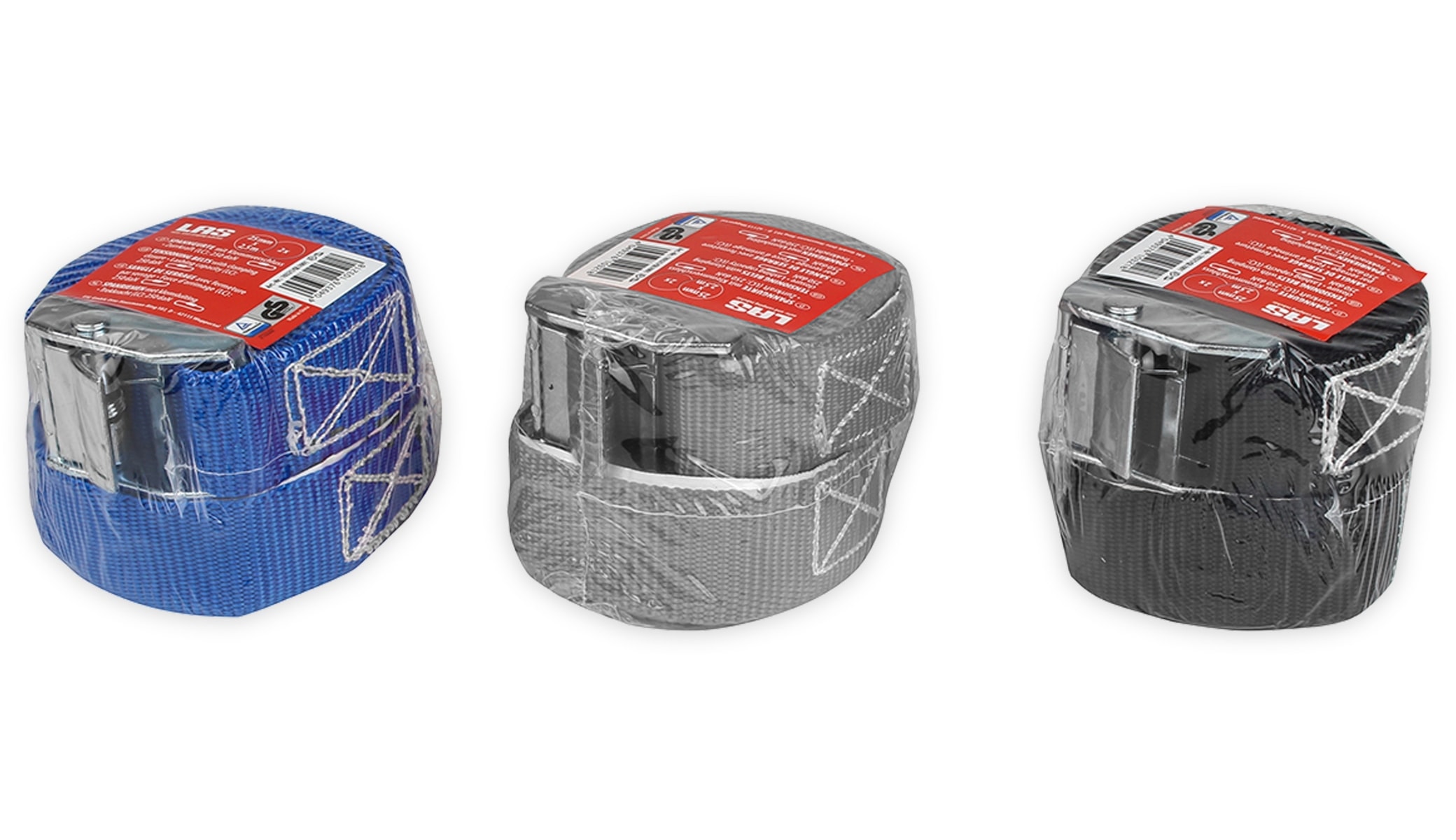 LAS Spanngurt 10321, 250x2,5 cm, mit Klemmverschluss, 250 daN, 2 Stück