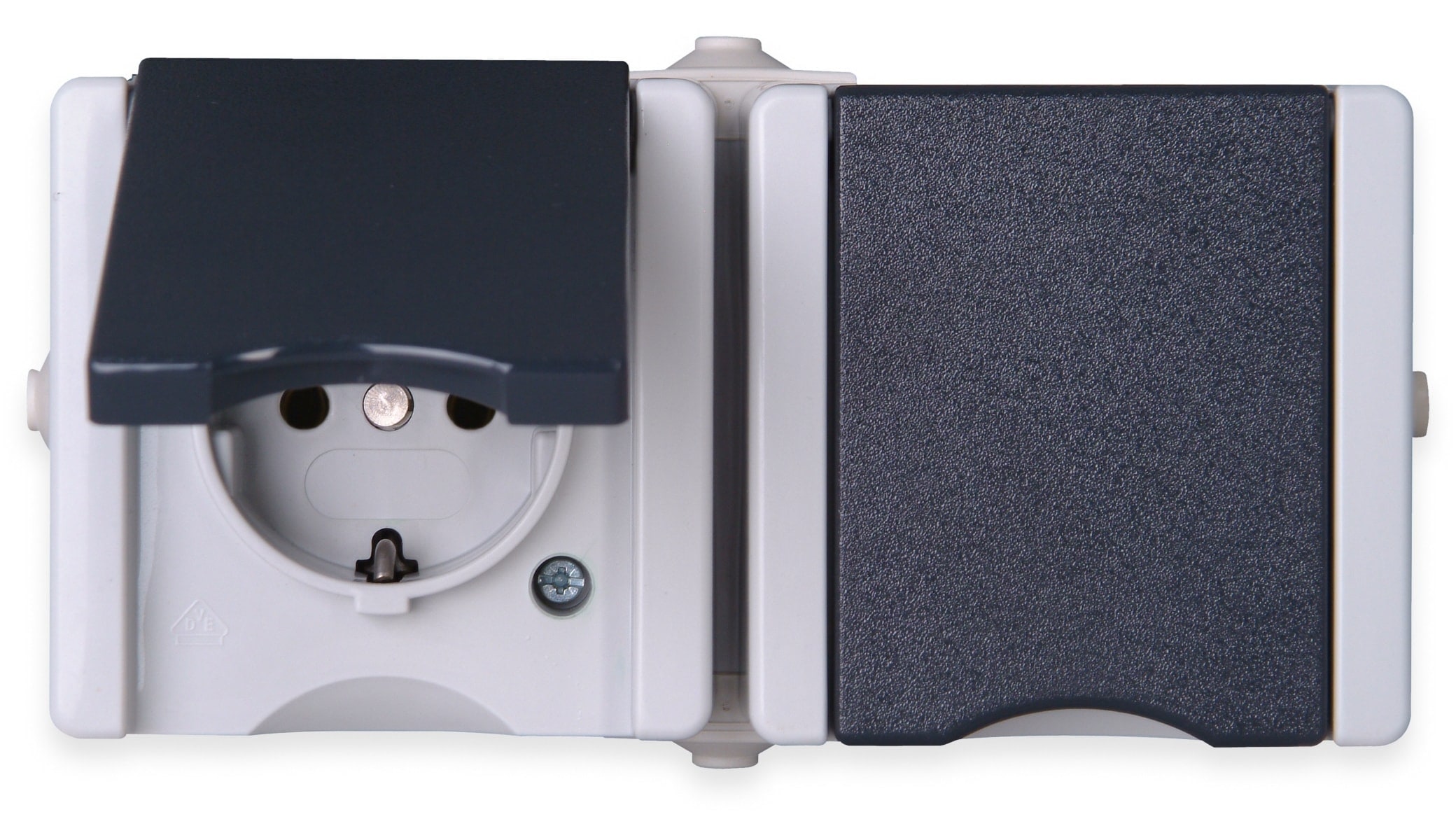 KOPP Feuchtraum-Steckdose proAQA 950656001, 2-fach, Waagerecht, grau