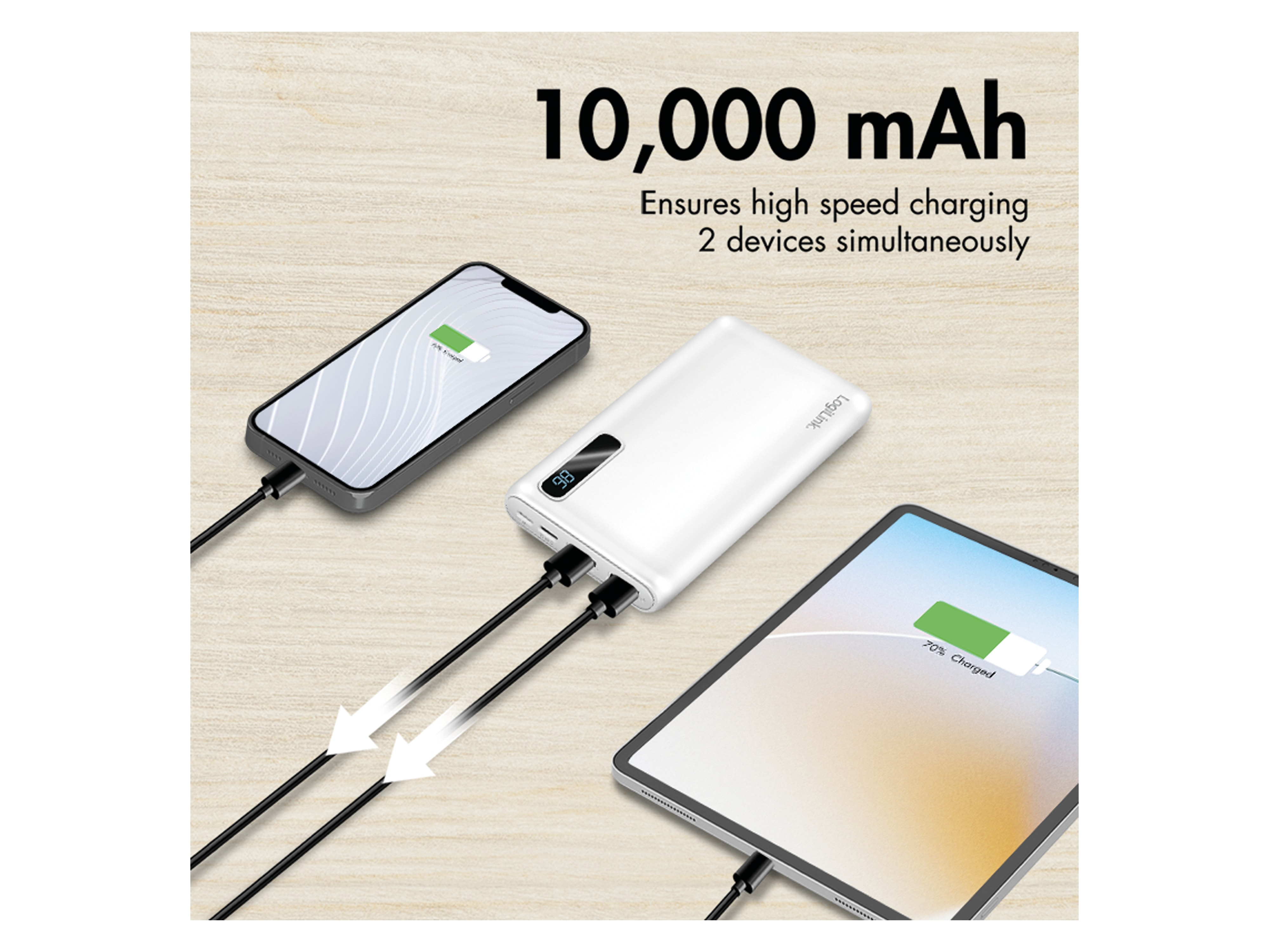 LOGILINK Powerbank PA0280W, 10.000 mAh, weiß LOGILINK Powerbank PA0280W, 10.000 mAh, weiß