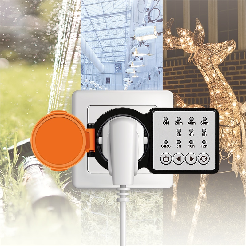 Outdoor Zeitschaltuhr LOGILINK, CEE 7/3, Timer, IP44, 3600 W, schwarz/orange