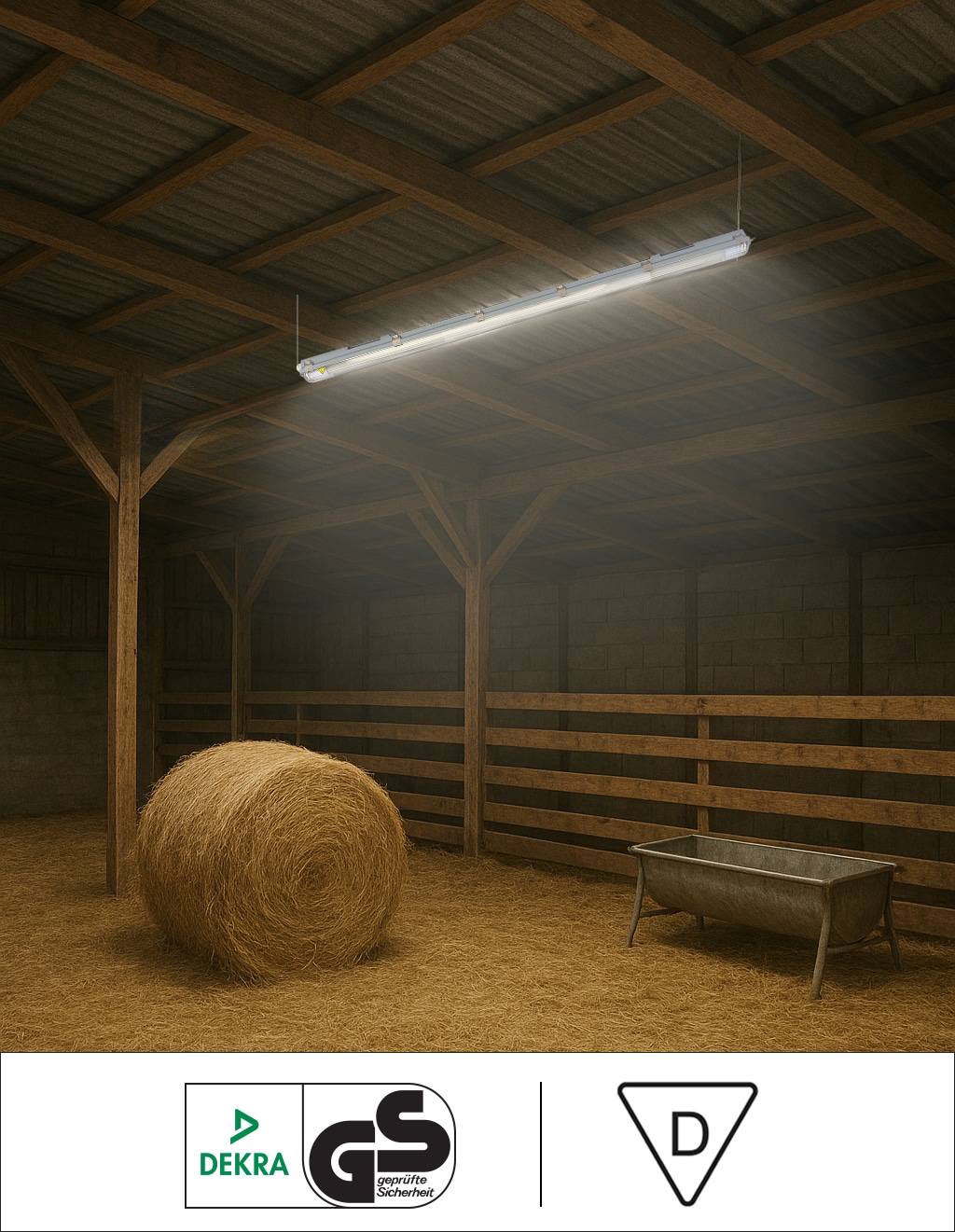 BLULAXA LED-Feuchtraumwannenleuchte, 28W, 4000K, 4200lm, neutralweiß, IP65, D-Zertifiziert, 150 cm