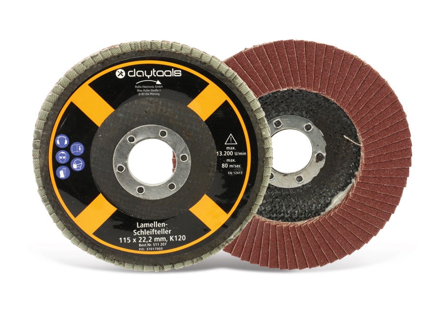 DAYTOOLS Lamellen-Schleifteller, 115 mm, Körnung 120, 5 Stück DAYTOOLS Lamellen-Schleifteller, 115 mm, Körnung 120, 5 Stück