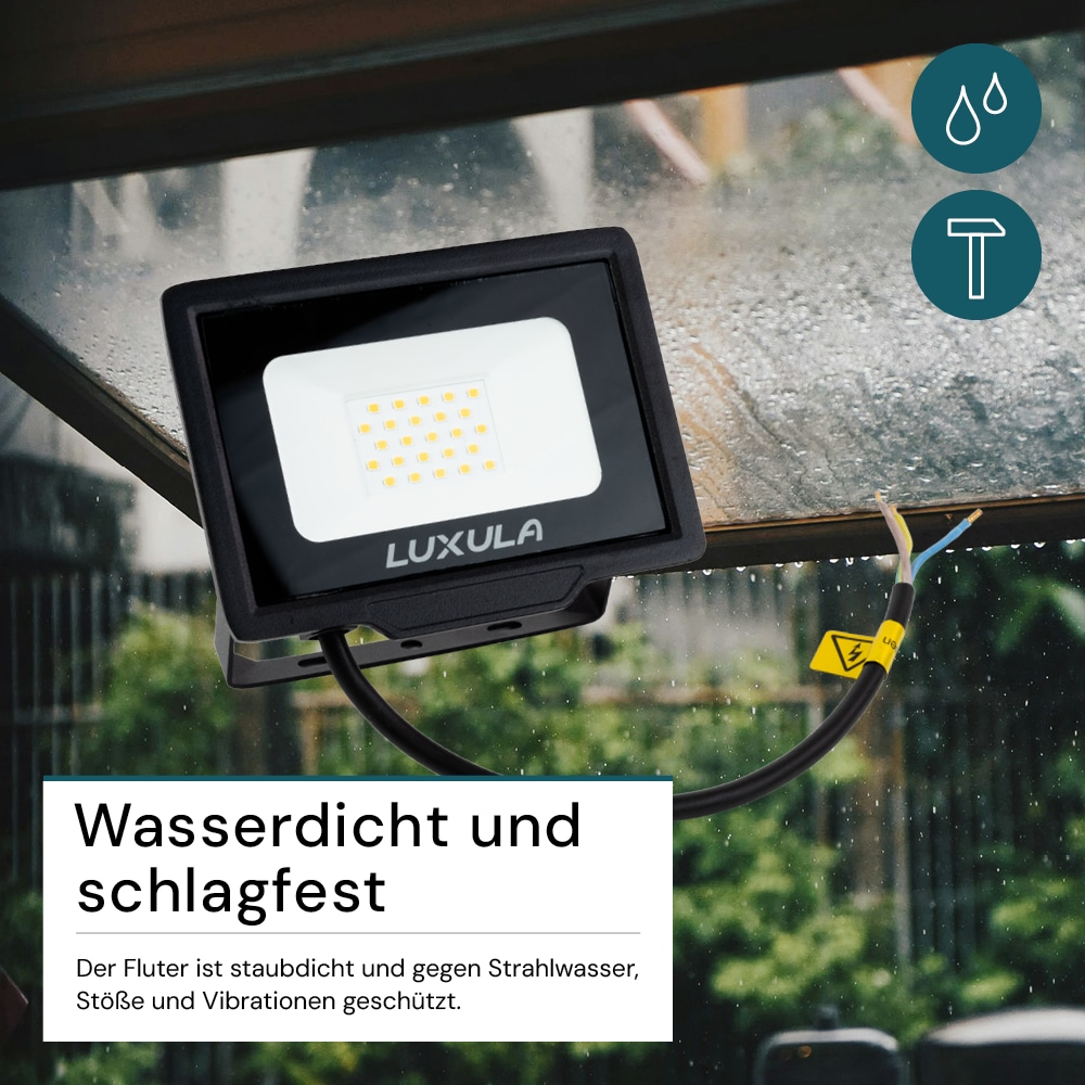 LUXULA LED-Fluter, EEK: F, 20W, 2000lm, 3000K, schwarz