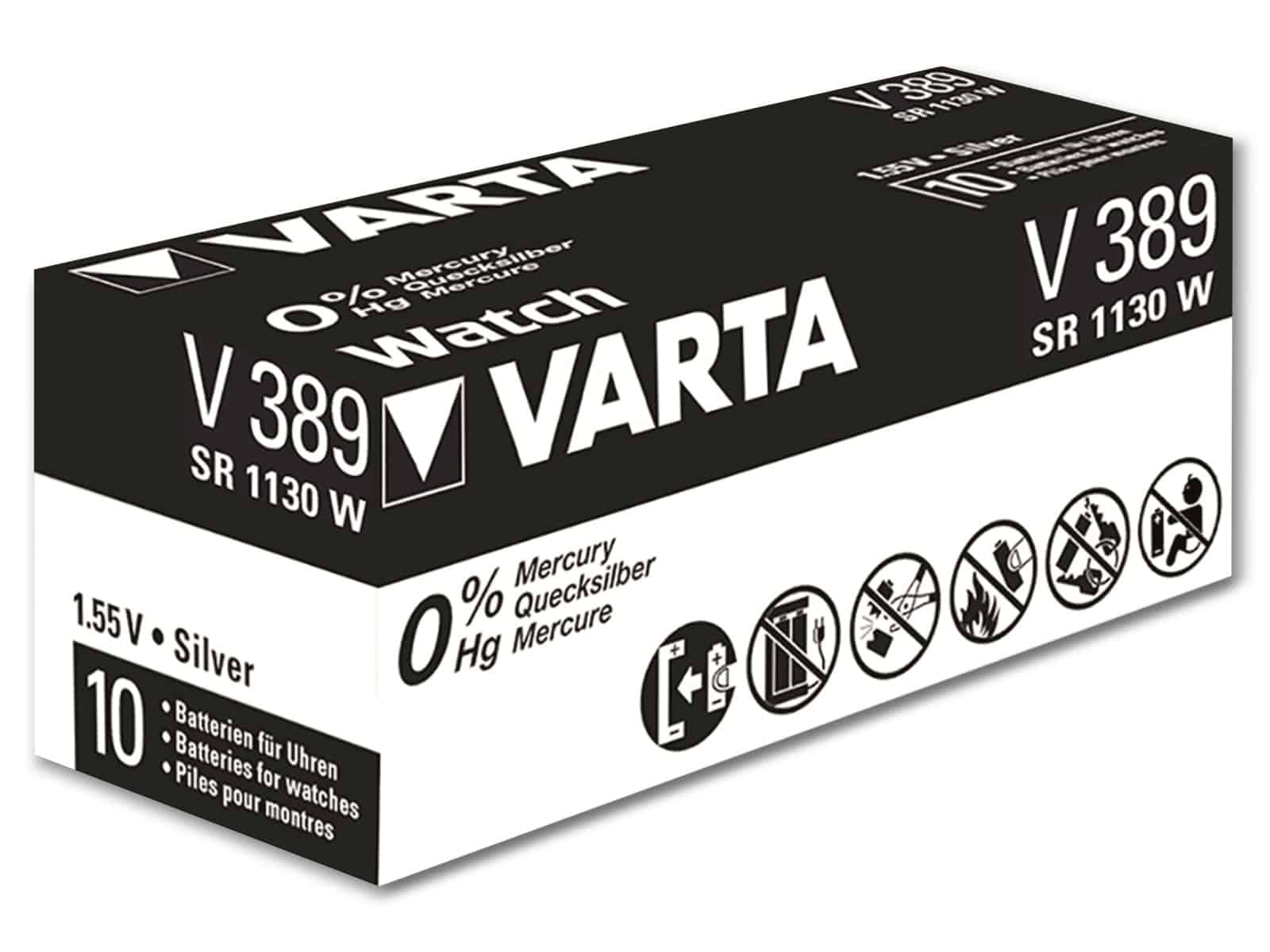 VARTA Knopfzelle Silver Oxide, 389 SR54,  1.55V, 10 Stück
