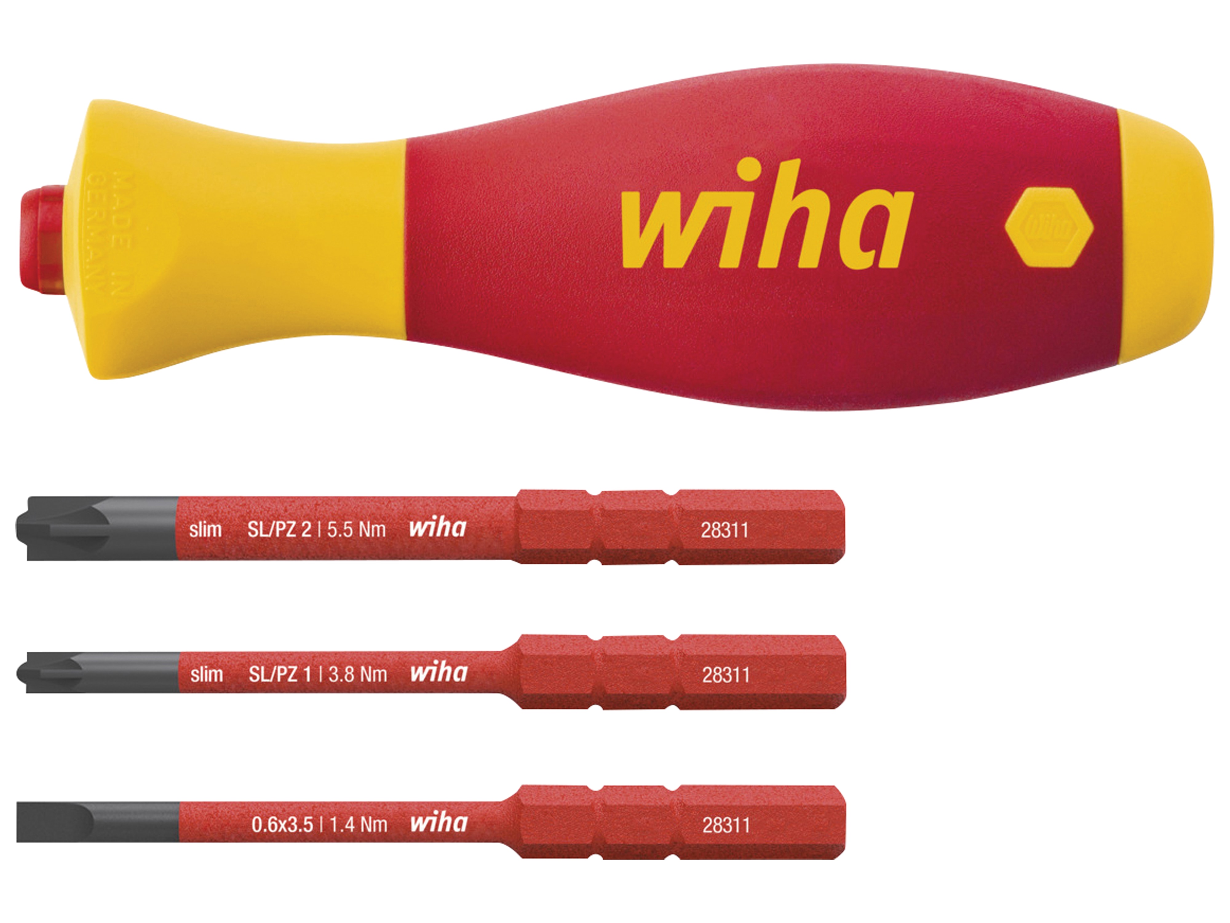 WIHA Schraubendreher mit Bithalter Set, 43449, SoftFinish® slimVario® electric, 4-tlg. WIHA Schraubendreher mit Bithalter Set, 43449, SoftFinish® slimVario® electric, 4-tlg.