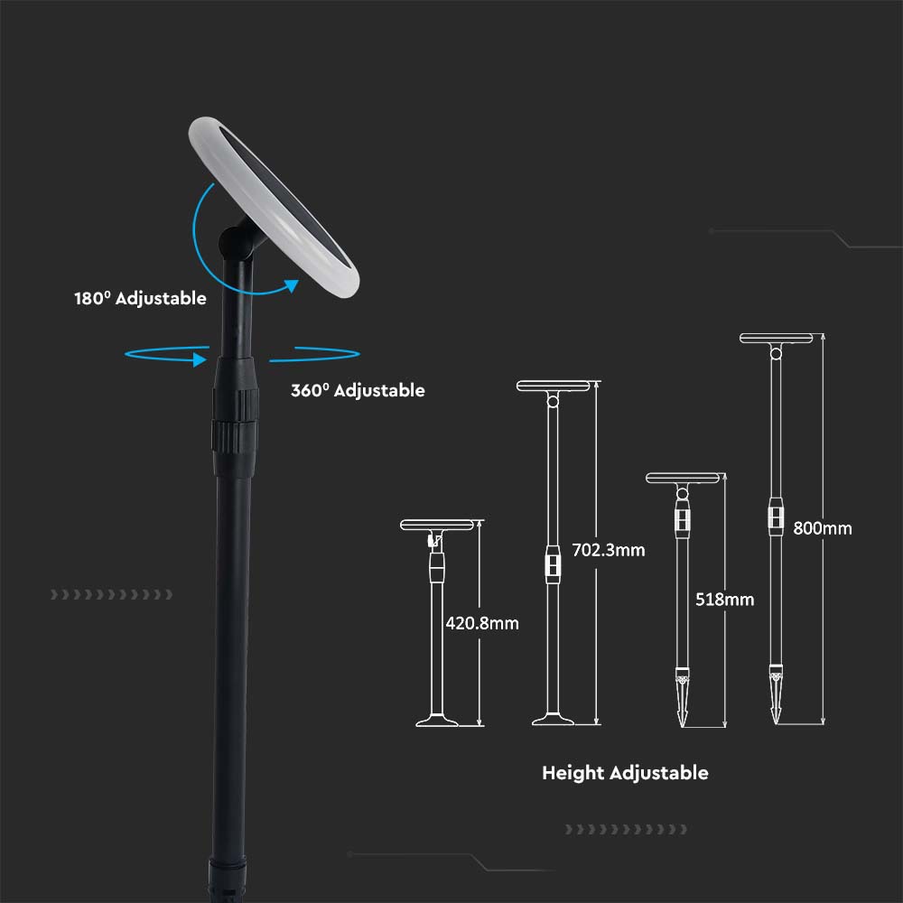 V-TAC Solar LED-Gartenleuchte VT-943, 3 W, 3000 K, schwarz, 2 Stück V-TAC Solar LED-Gartenleuchte VT-943, 3 W, 3000 K, schwarz, 2 Stück