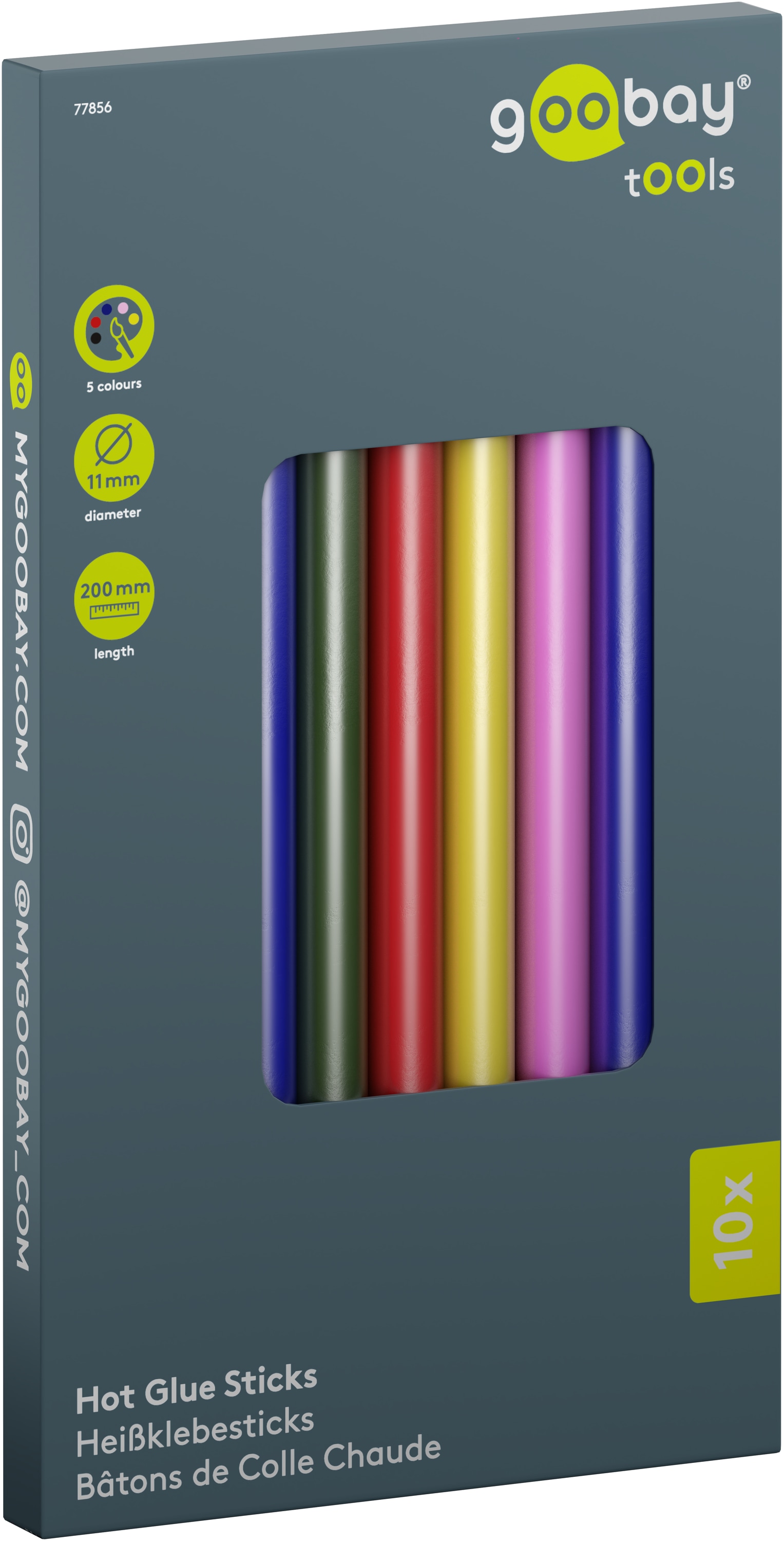 GOOBAY TOOLS Heißklebesticks, 77856, 11 mm, 5 Farben, 10 Stück