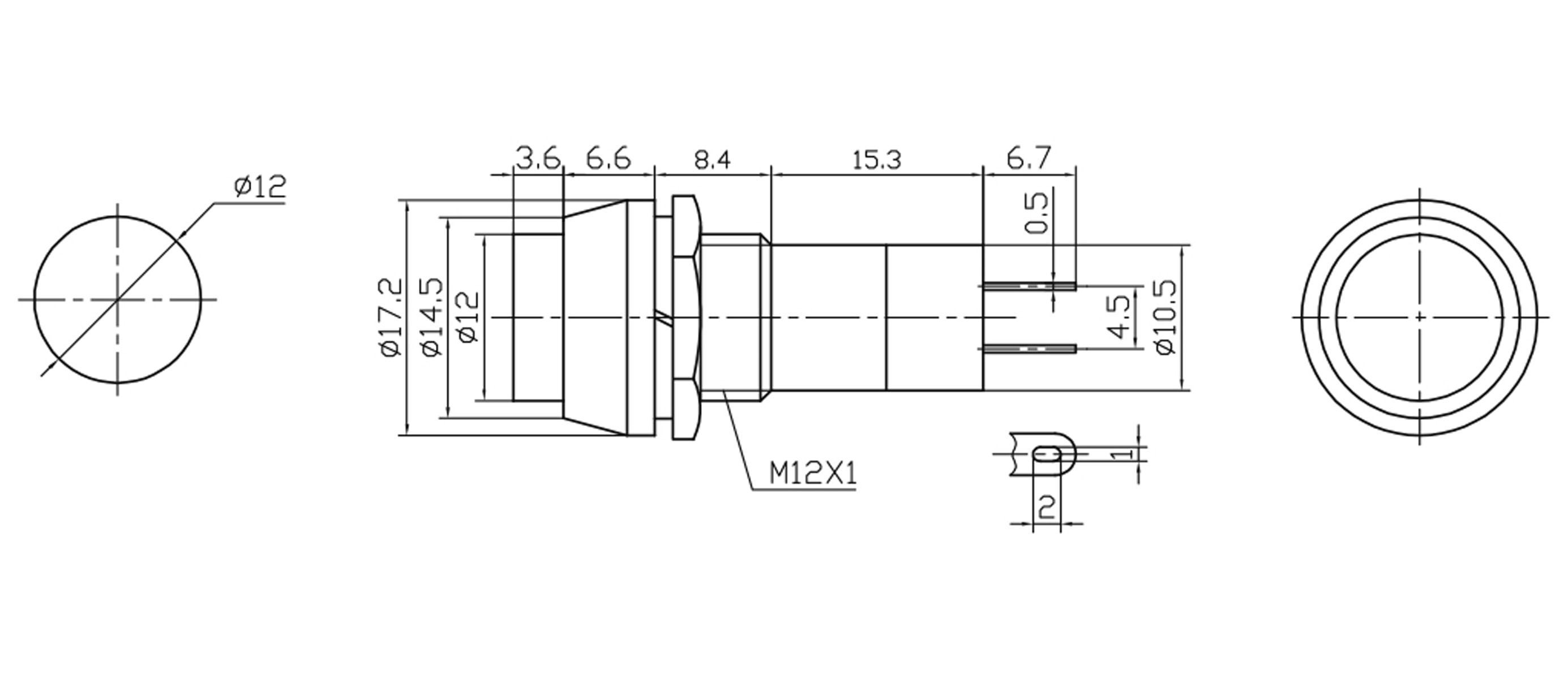 Einbau-Drucktaster PBS-11C, rund, Öffner, grün
