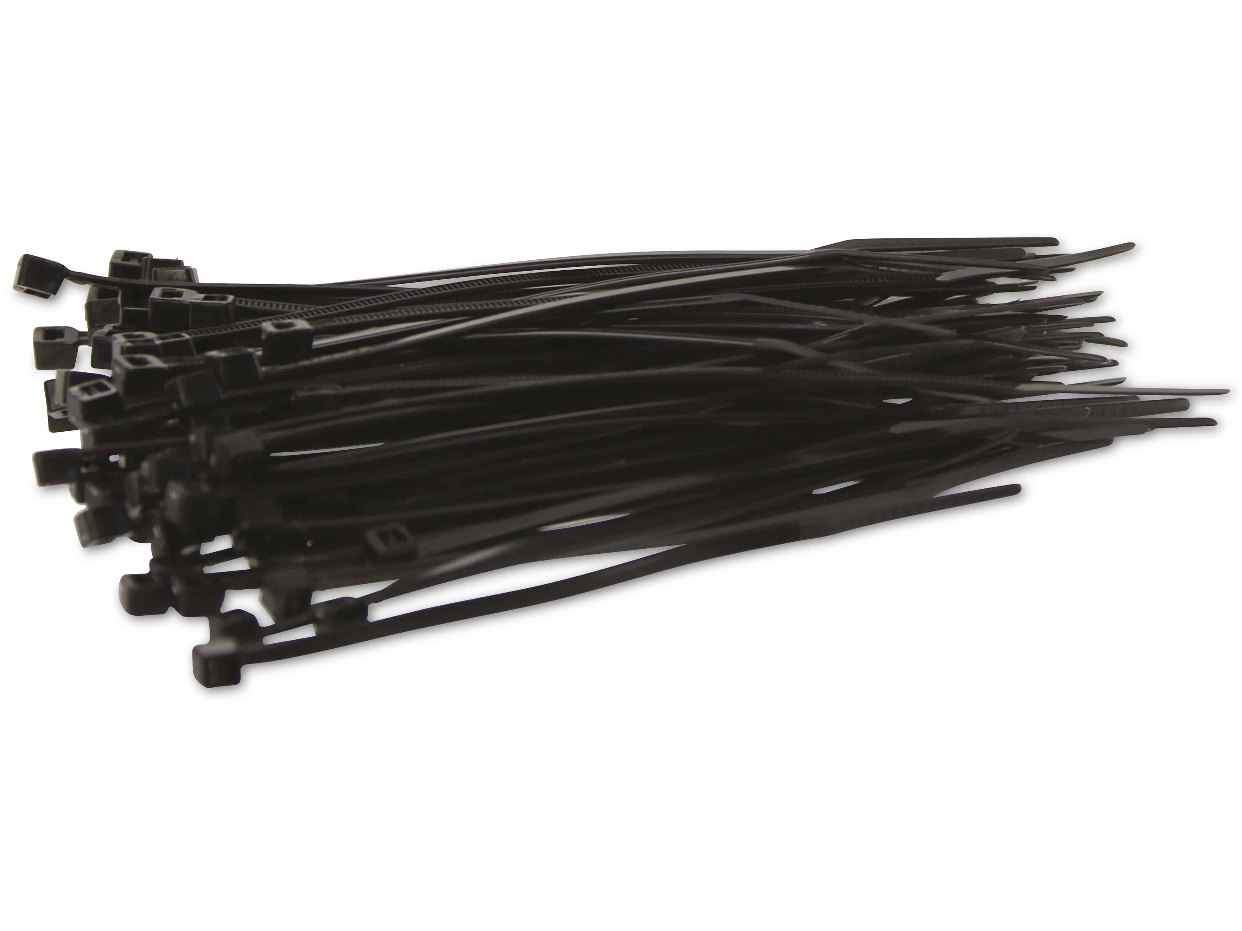 KSS Kabelbinder-Sortiment Polyamid 6.6, schwarz, 100x2,5, UV-beständig, 100 Stück