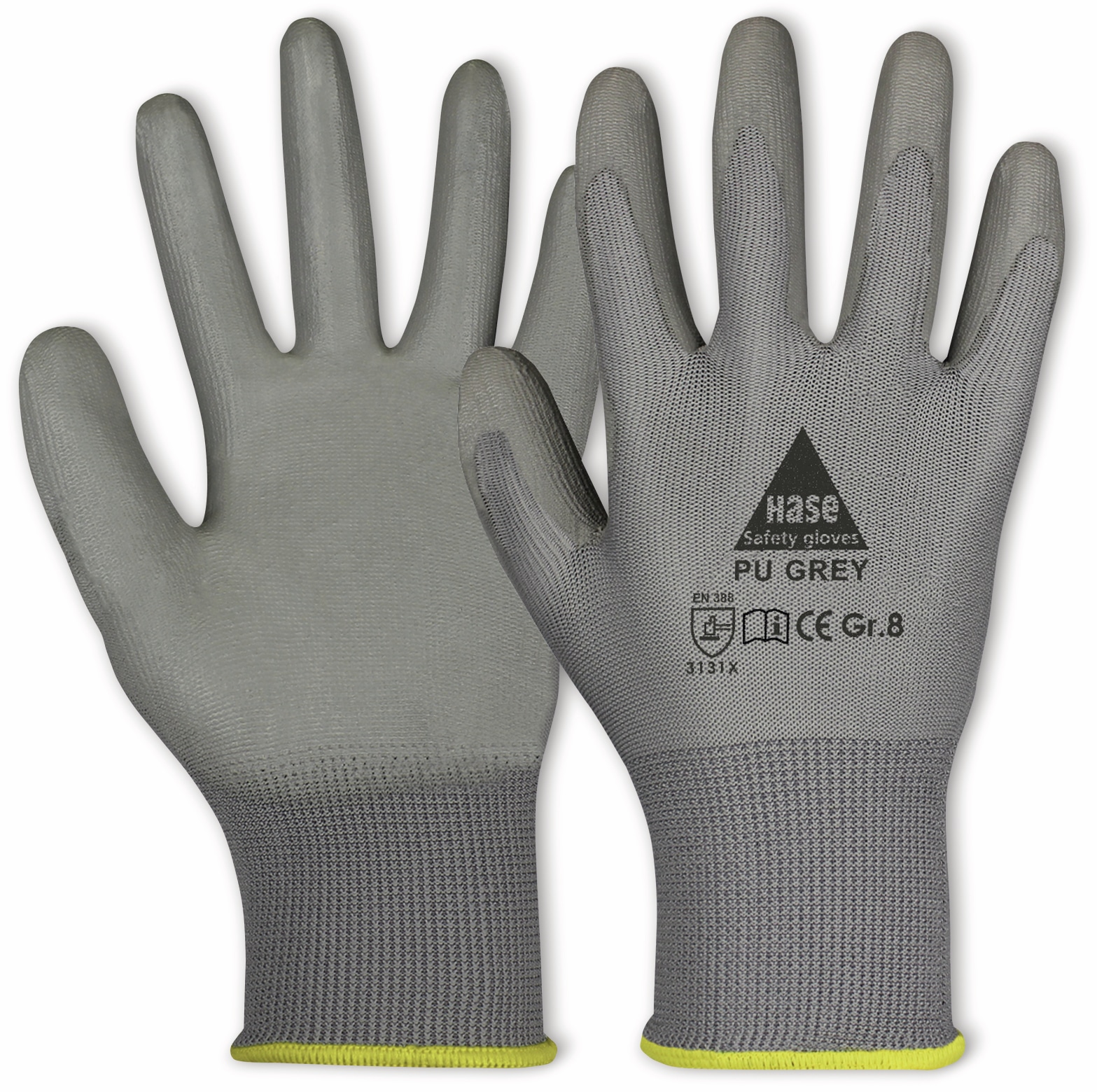 HASE SAFETY GLOVES Arbeitshandschuhe PU, PU grey, EN 388, EN 420, grau, Größe 11